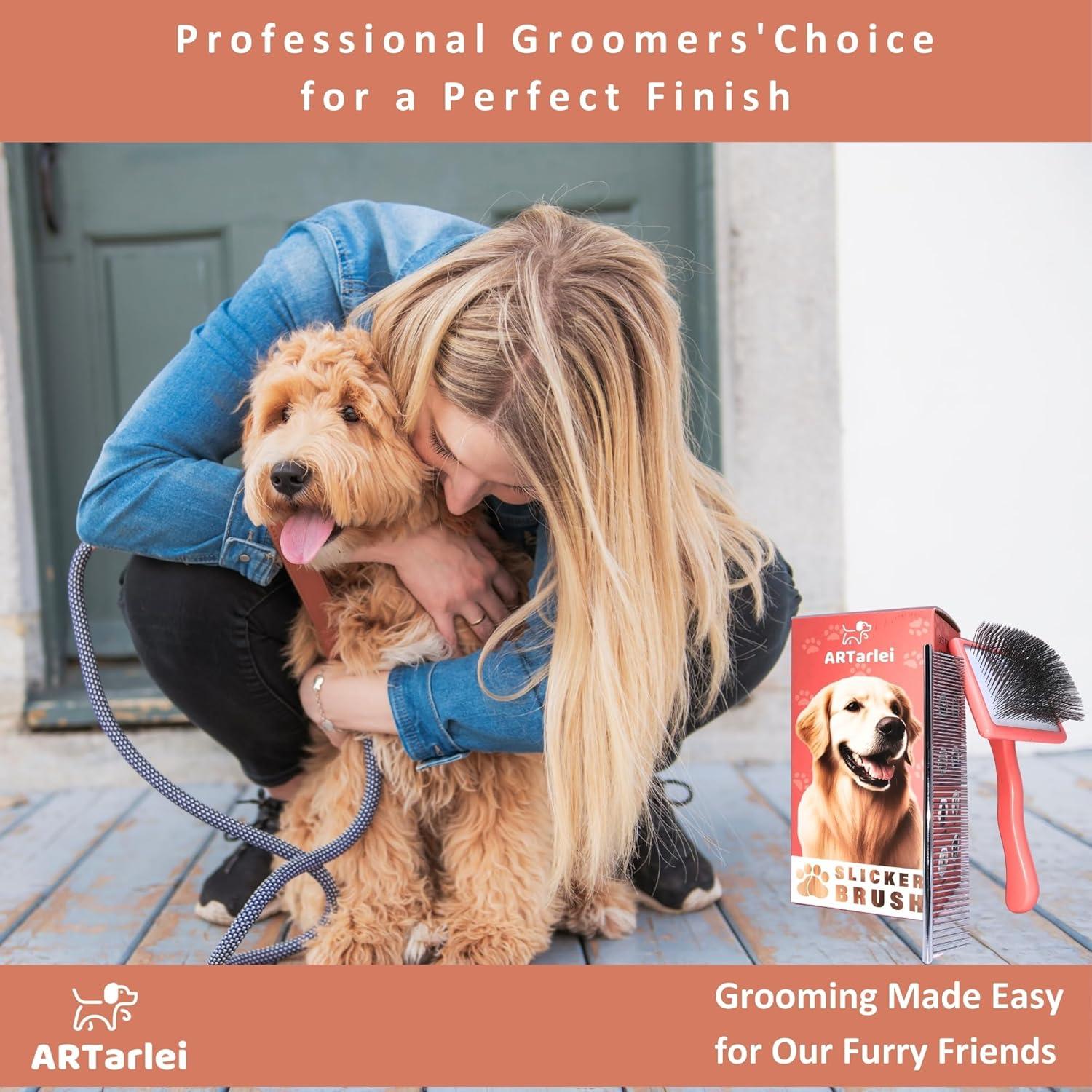 Cepillo y Peine 2-en-1 ARTarlei para Perros Grande Coral