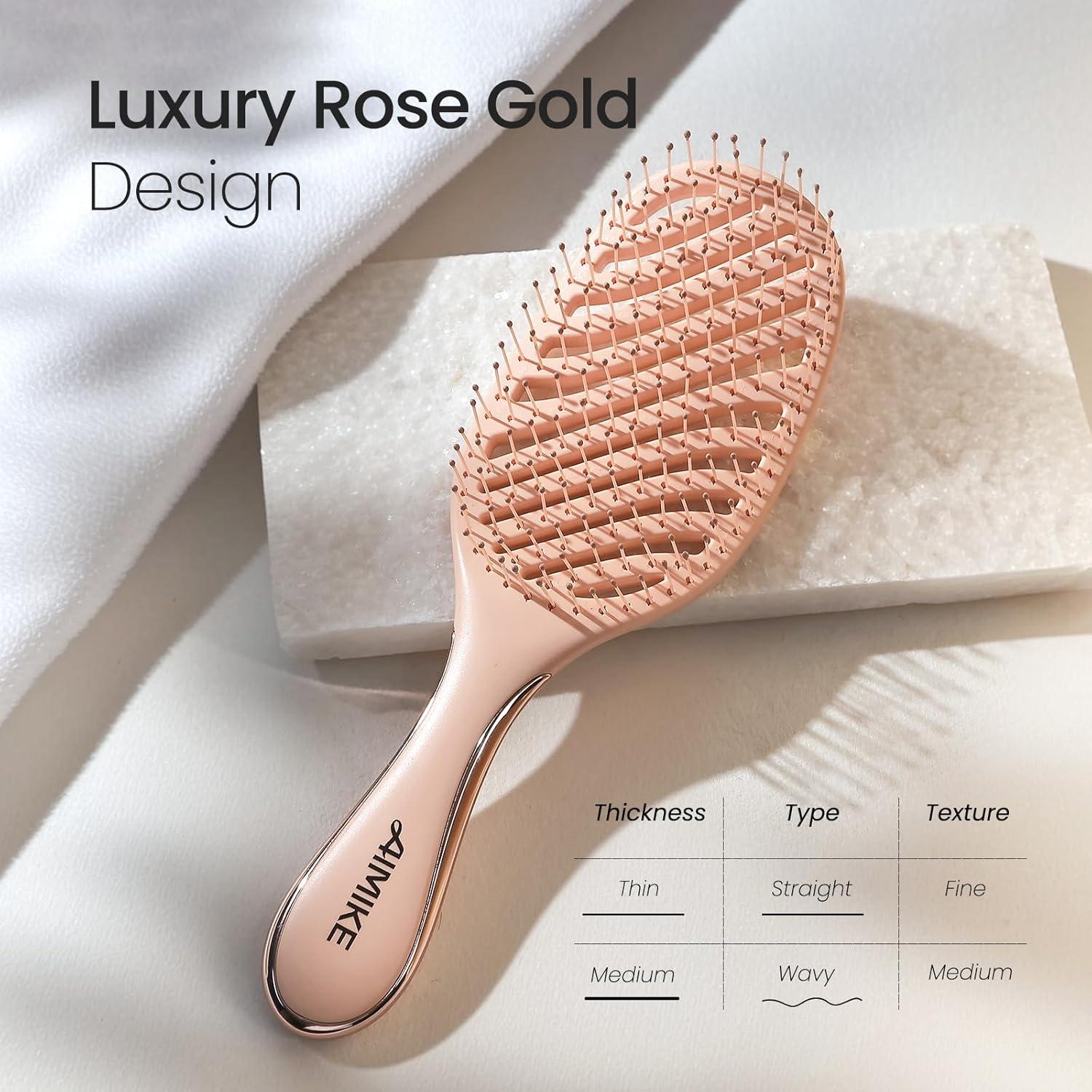 Cepillo Desenredante AIMIKE Luxe Rosa, Sin Dolor, Húmedo/Seco