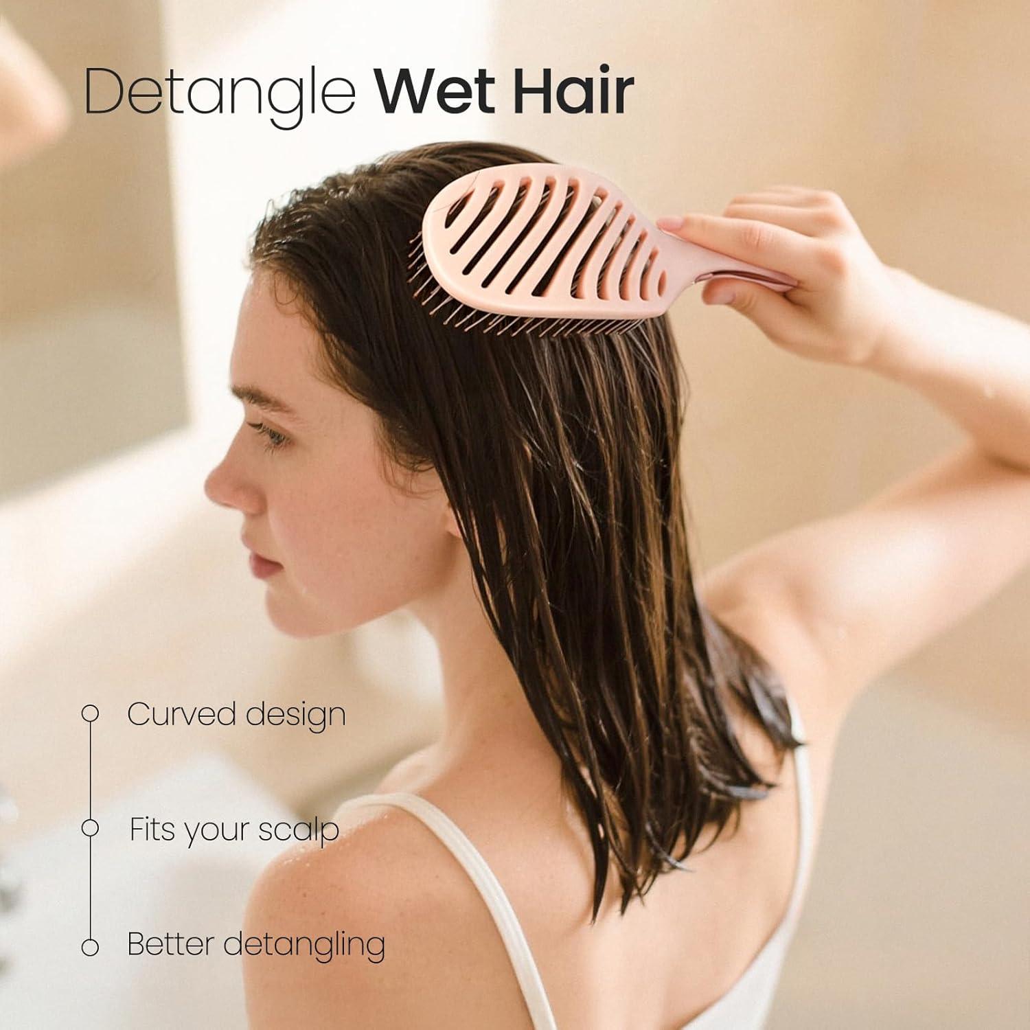 Cepillo Desenredante AIMIKE Luxe Rosa, Sin Dolor, Húmedo/Seco