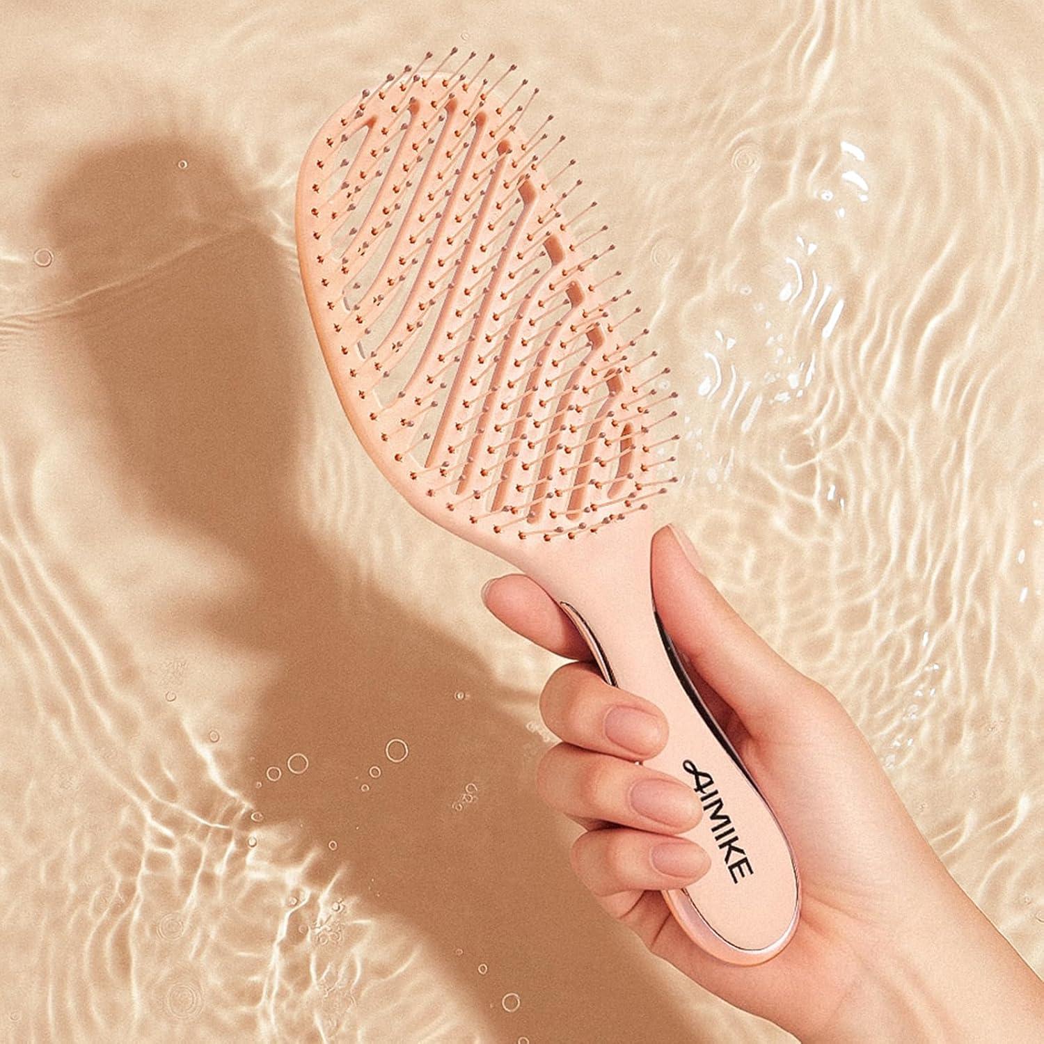 Cepillo Desenredante AIMIKE Luxe Rosa, Sin Dolor, Húmedo/Seco