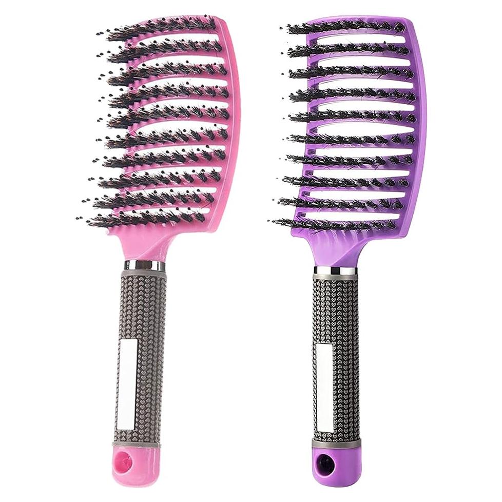 Cepillo Desenredante Heubek Rosa y Morado para Todo Tipo de Cabello