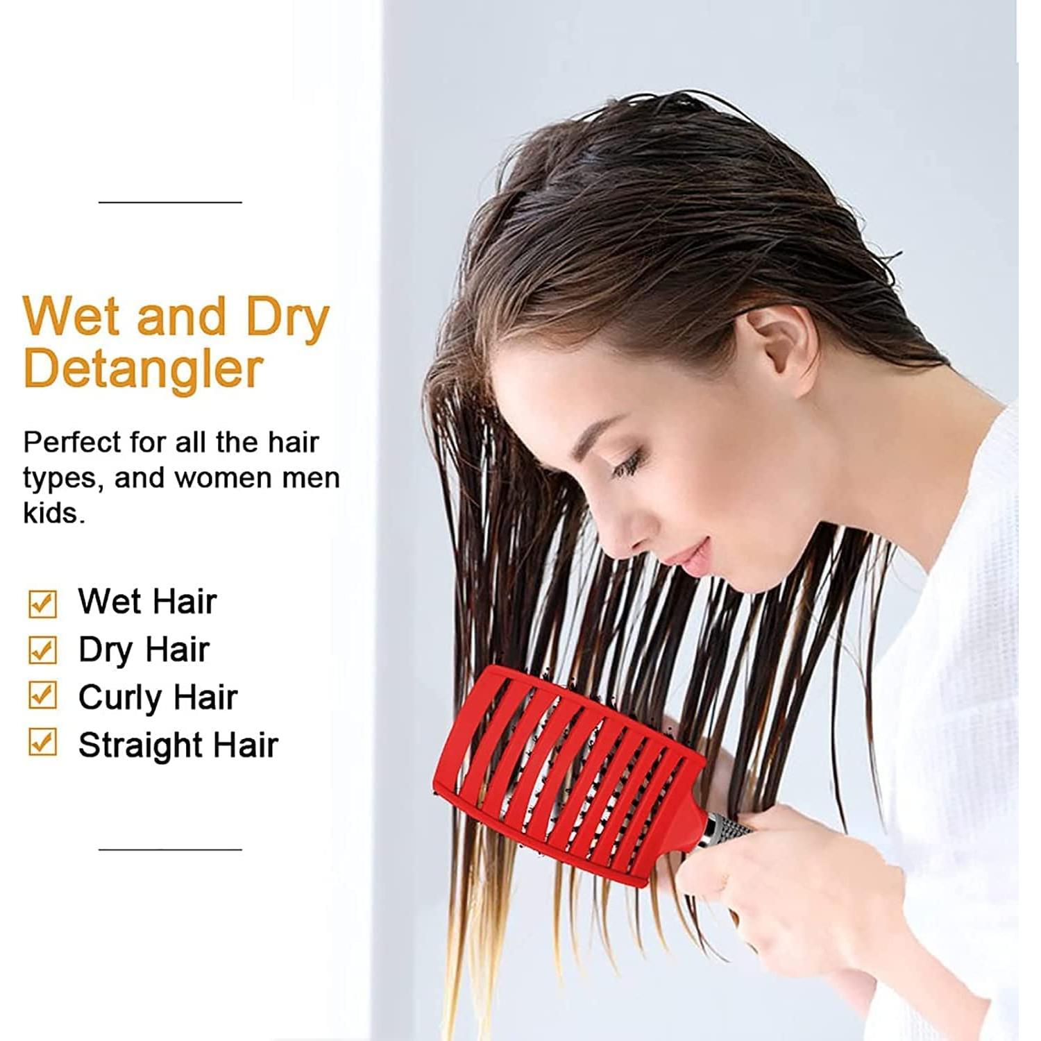 Cepillo Desenredante Heubek Rosa y Morado para Todo Tipo de Cabello