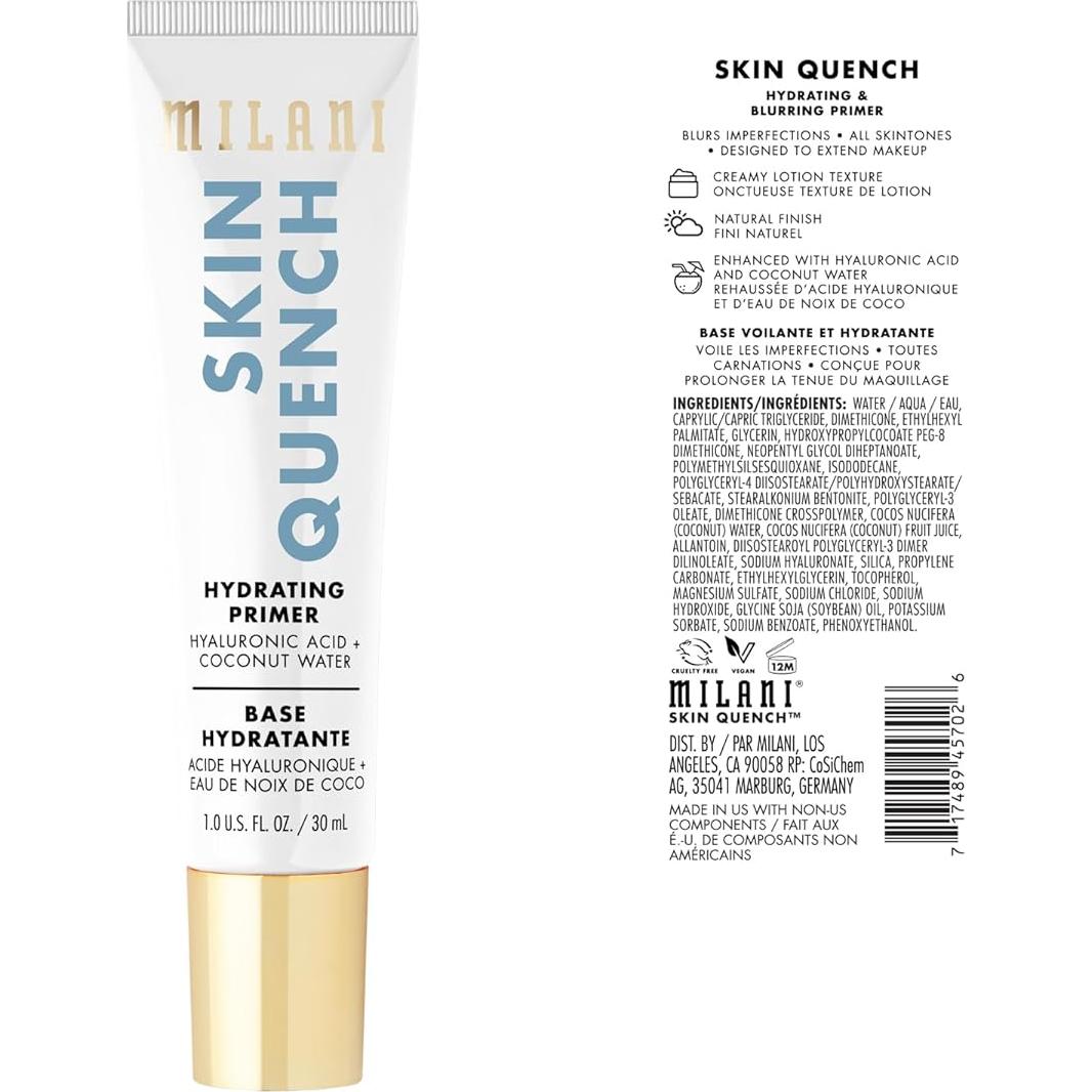Primer Hidratante Milani 29.57 ml - Difuminador con Ácido Hialurónico