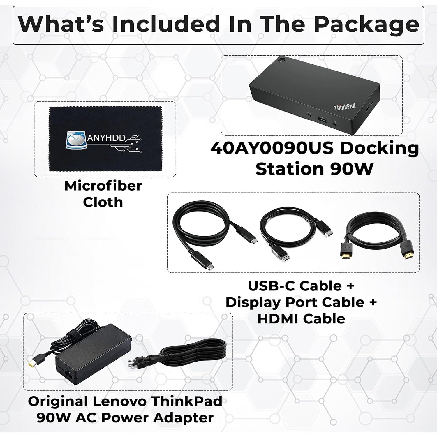 Dock Lenovo Thinkpad 40AY0090US USB-C con Adaptador 90W