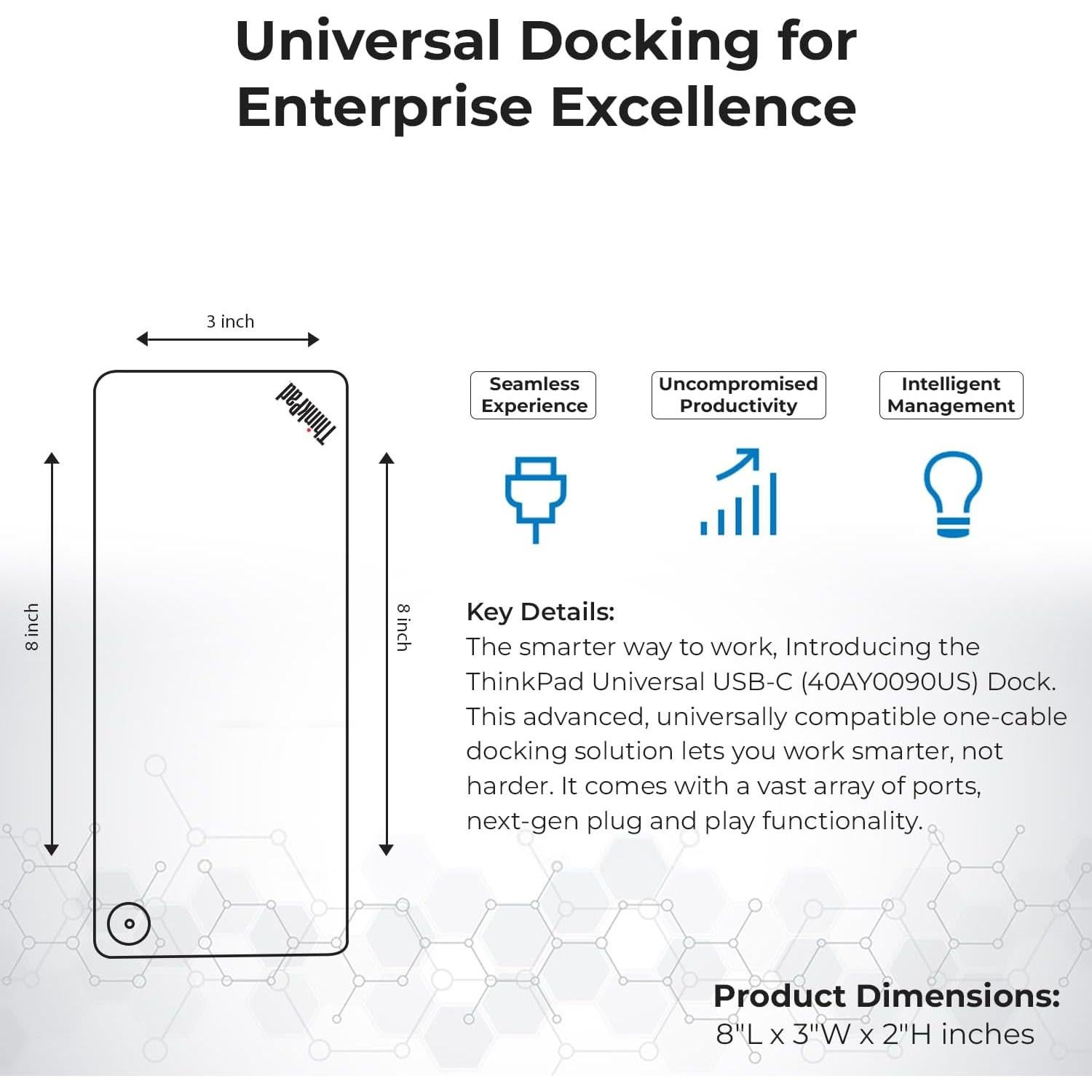 Dock Lenovo Thinkpad 40AY0090US USB-C con Adaptador 90W