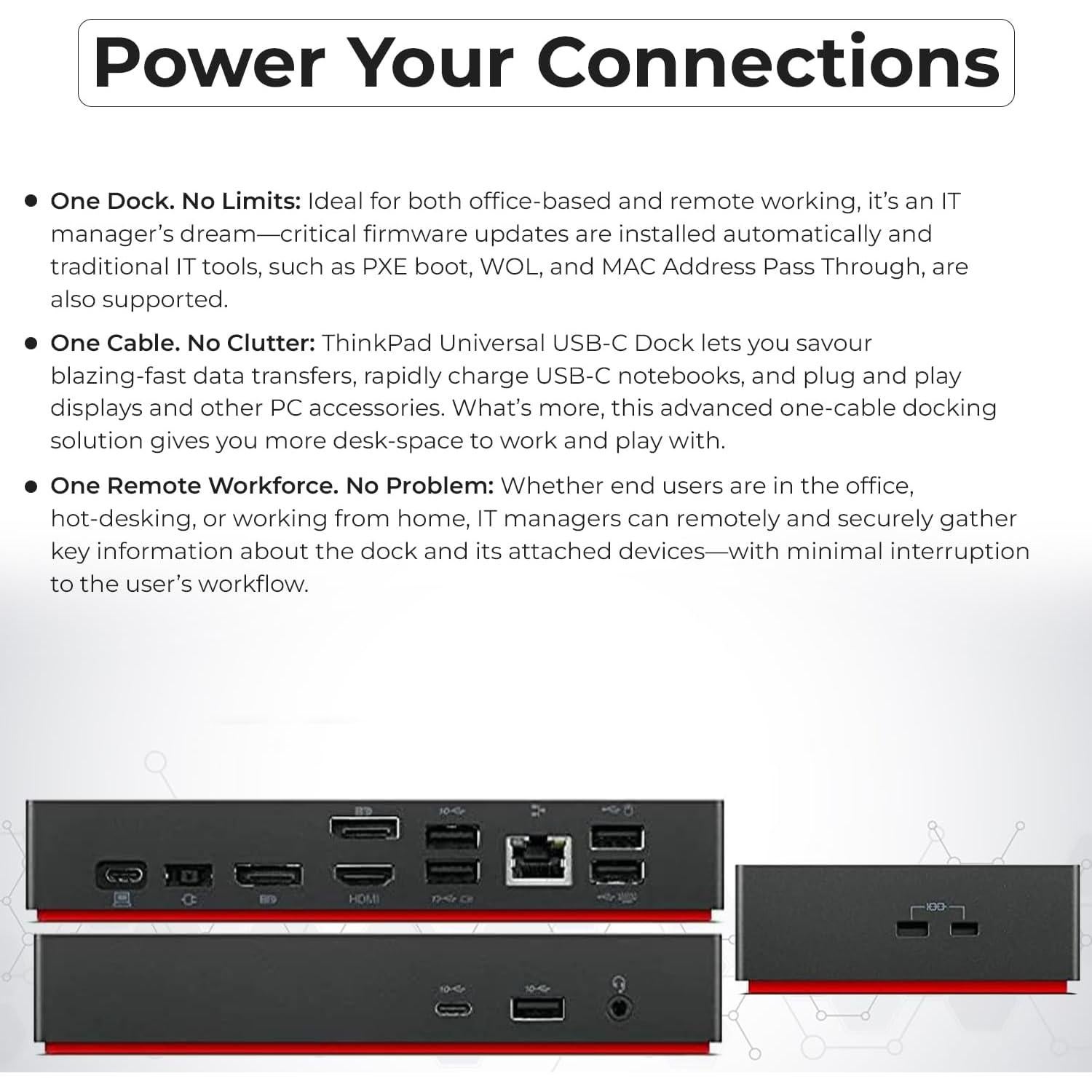 Dock Lenovo Thinkpad 40AY0090US USB-C con Adaptador 90W