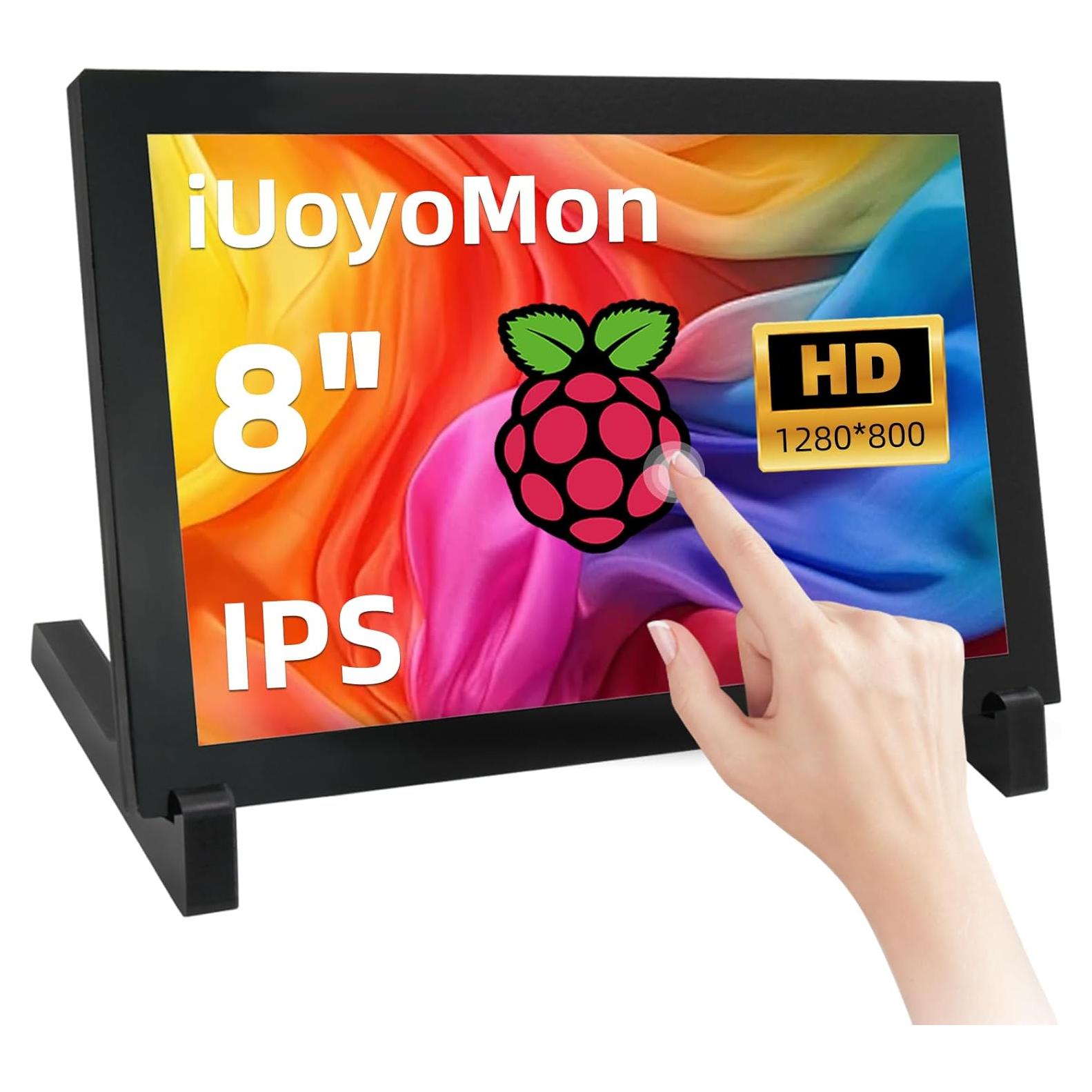 Monitor Táctil 8" iUoyoMon 1280x800 HDMI para Raspberry Pi