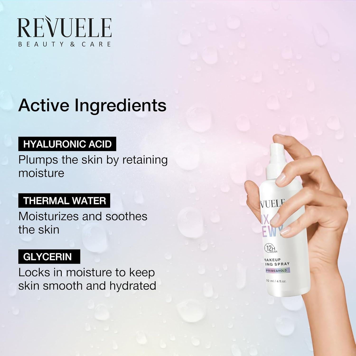 Spray Fijador de Maquillaje Revuele 150 ml - Acabado Dewy