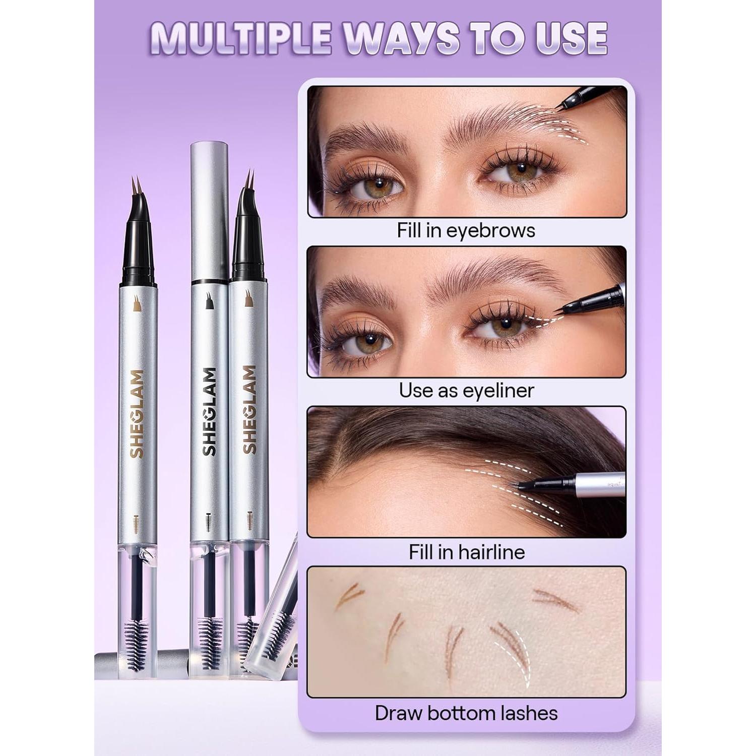 Lápiz de Cejas Laminador SHEGLAM Taupe 2 en 1 con Gel Fijador