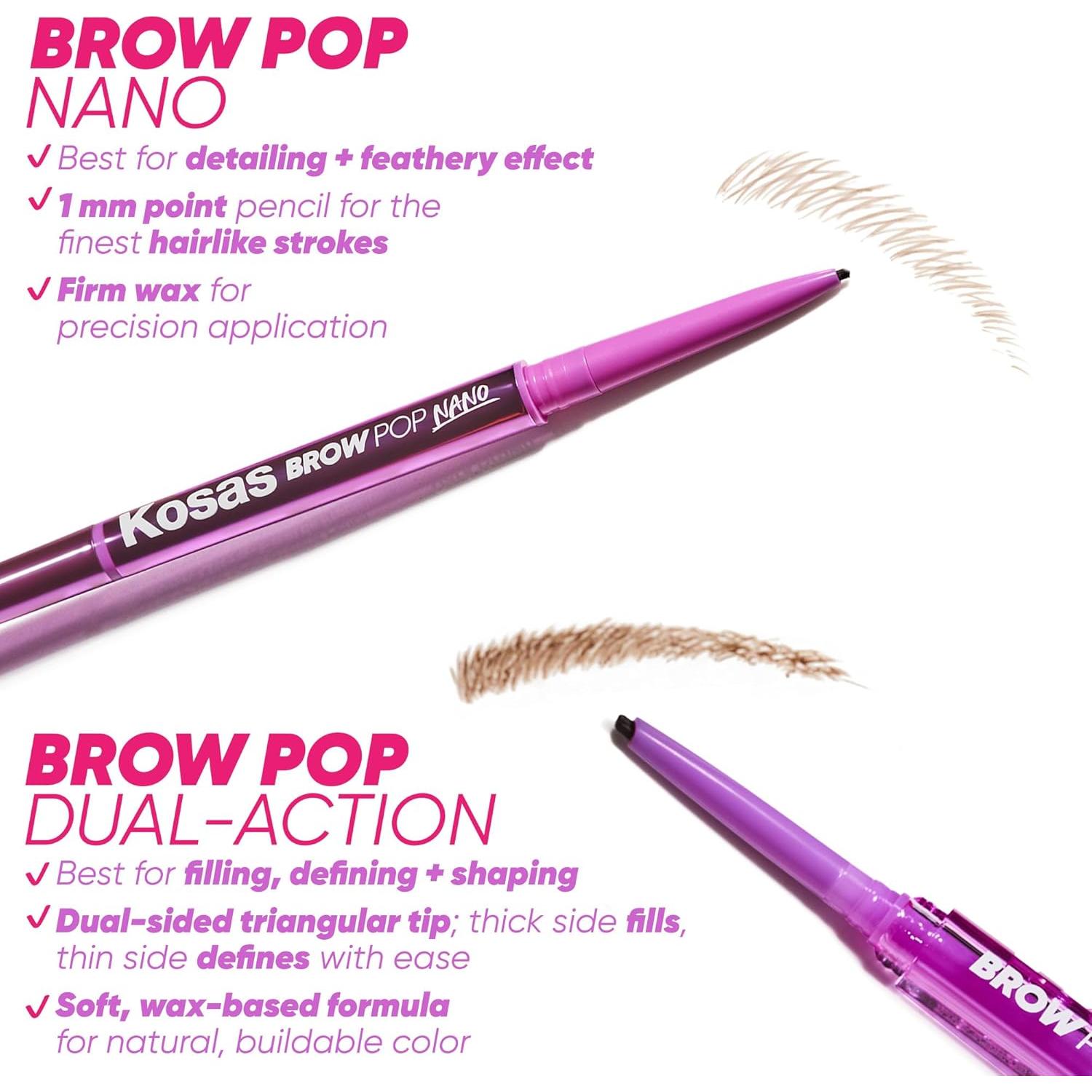 Kosas Brow Pop Nano - Lápiz de Cejas 1mm Marrón Oscuro