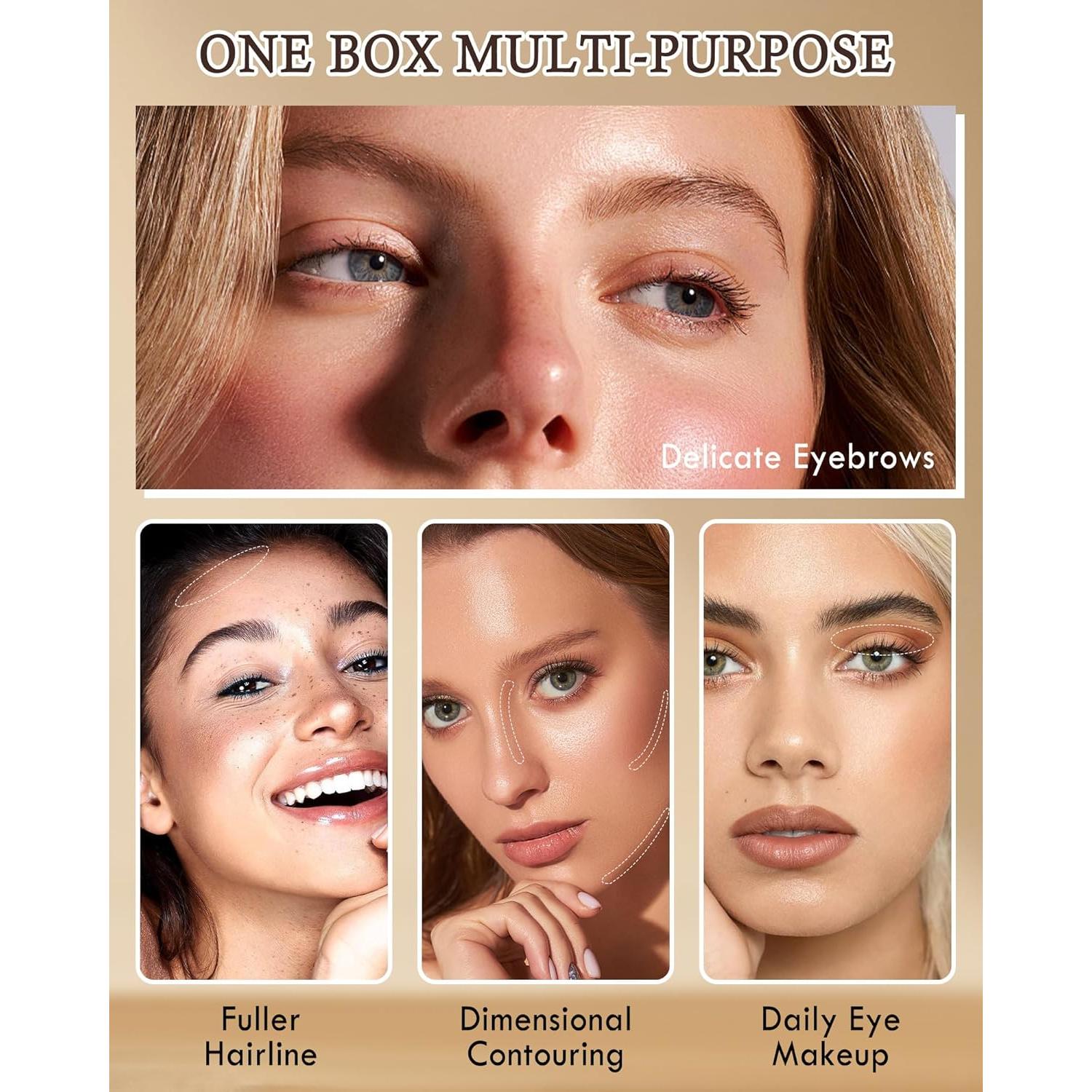 Kit de Polvo para Cejas LYSdefeu - 3 Colores Impermeables