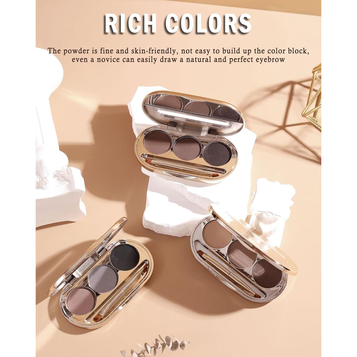 Kit de Polvo para Cejas LYSdefeu - 3 Colores Impermeables