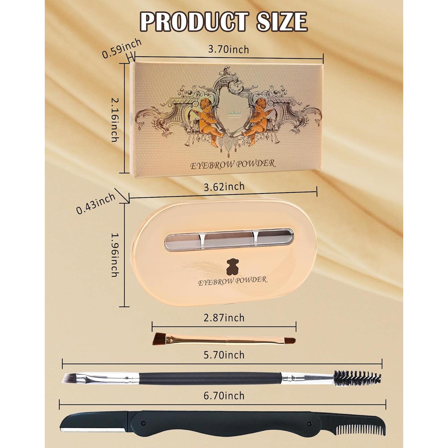 Kit de Polvo para Cejas LYSdefeu - 3 Colores Impermeables