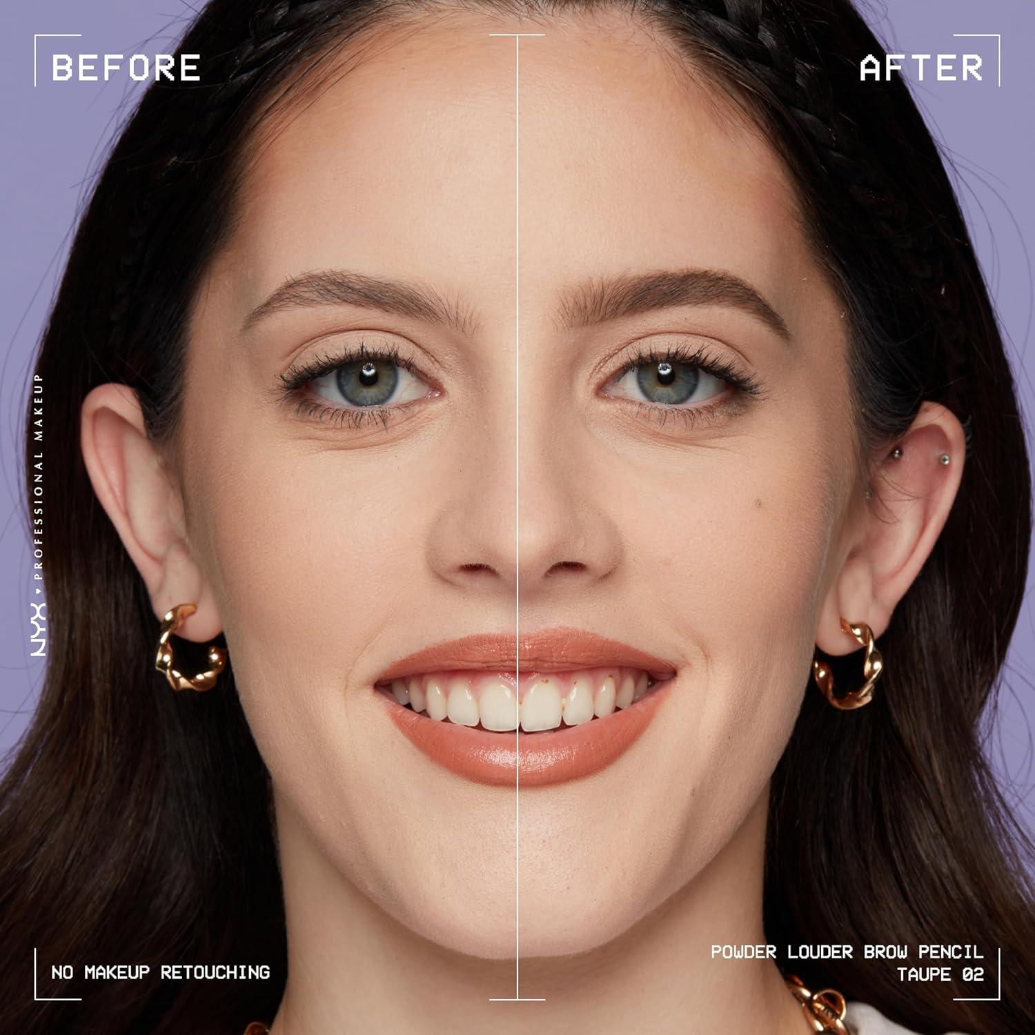 Lápiz de Cejas Powder Louder NYX - Vegano, 12 Horas, Taupe