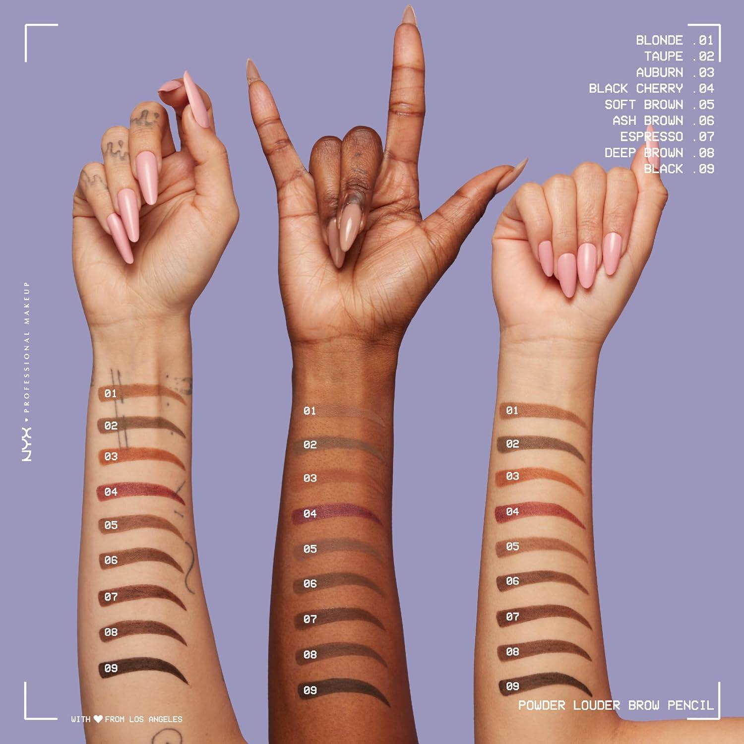 Lápiz de Cejas Powder Louder NYX - Vegano, 12 Horas, Taupe