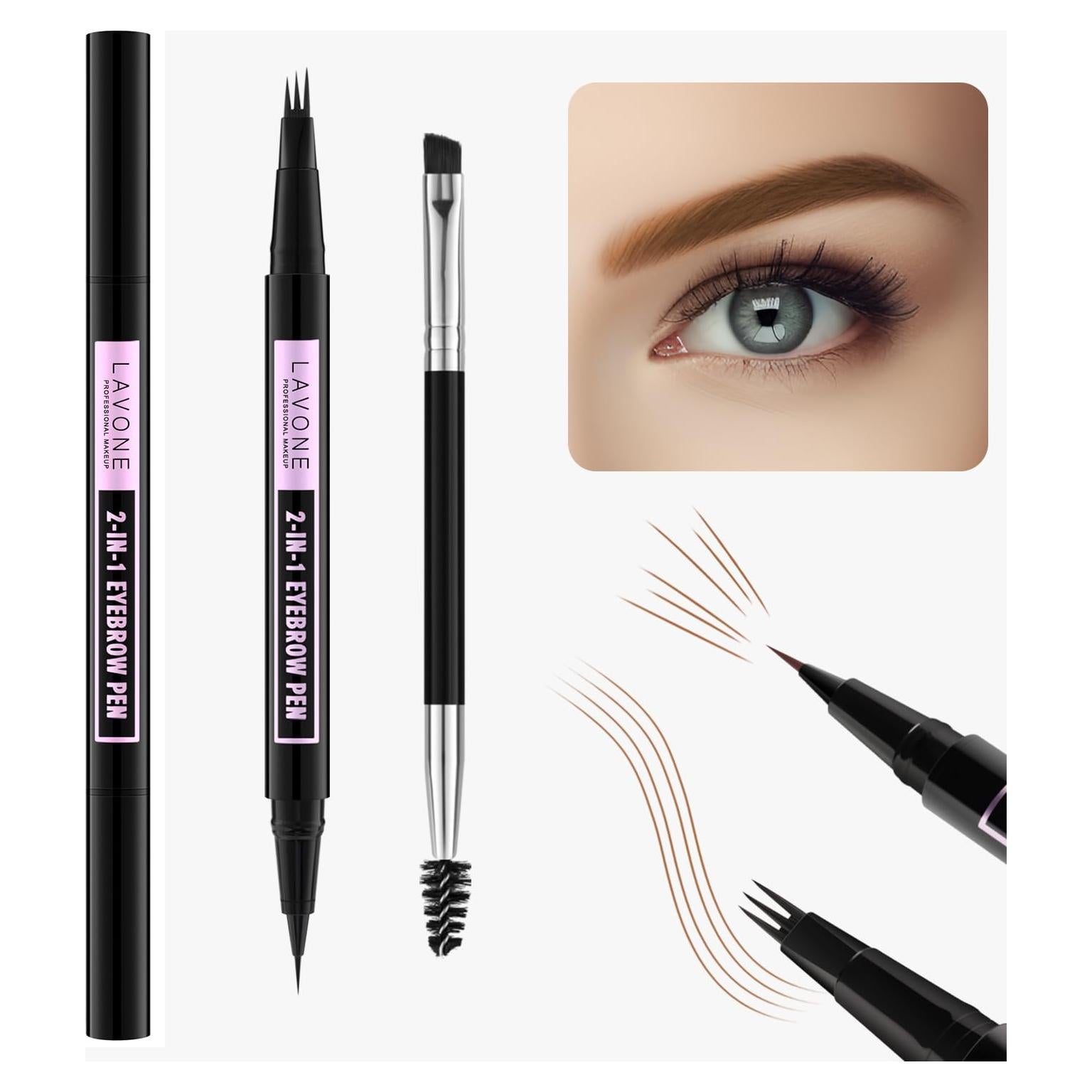 LAVONE Lápiz de Cejas 2-en-1 Microblading Marrón Suave