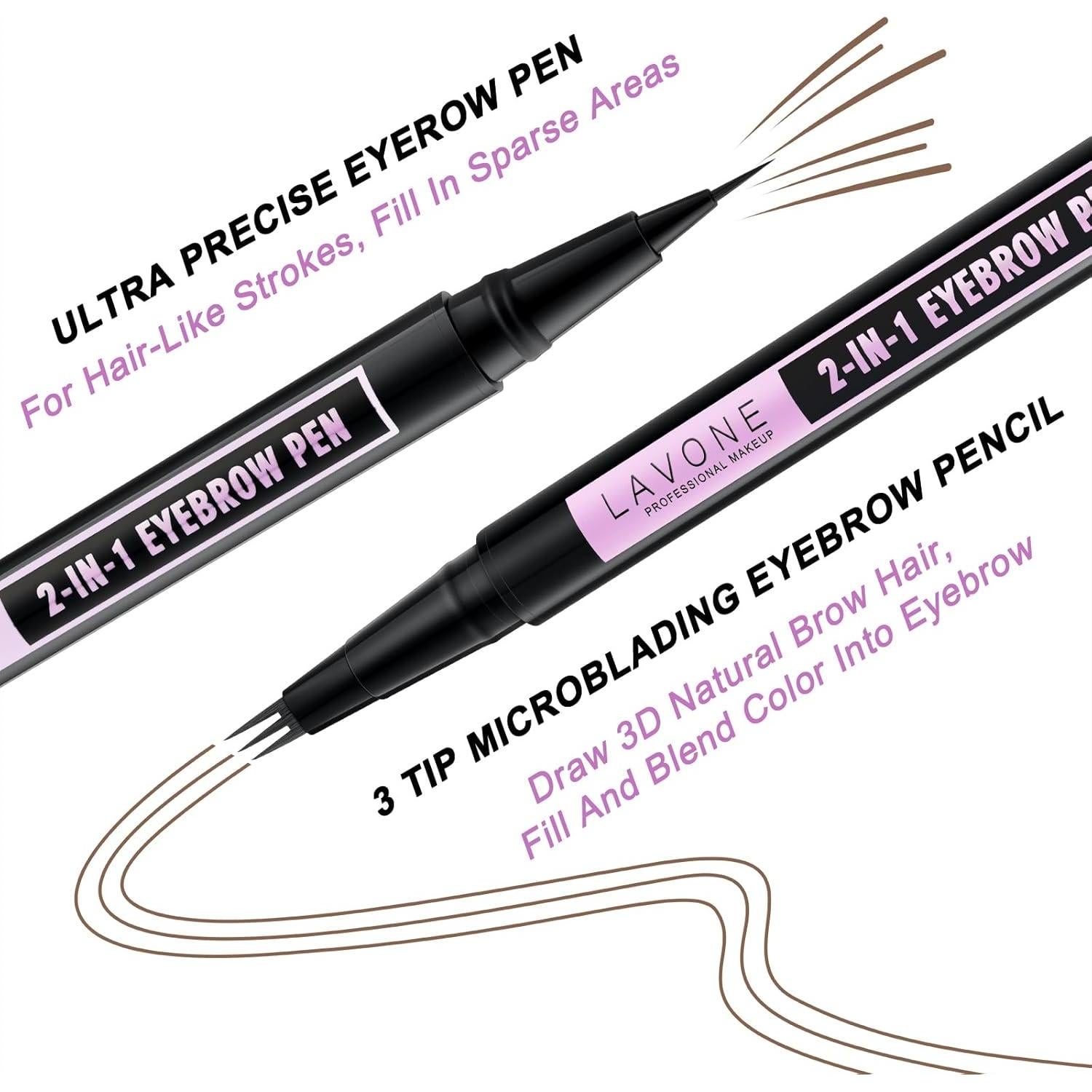 LAVONE Lápiz de Cejas 2-en-1 Microblading Marrón Suave