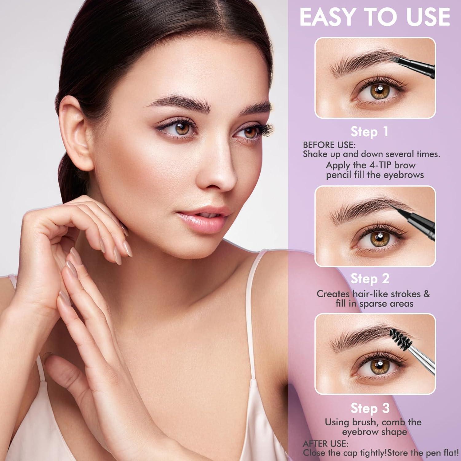 LAVONE Lápiz de Cejas 2-en-1 Microblading Marrón Suave