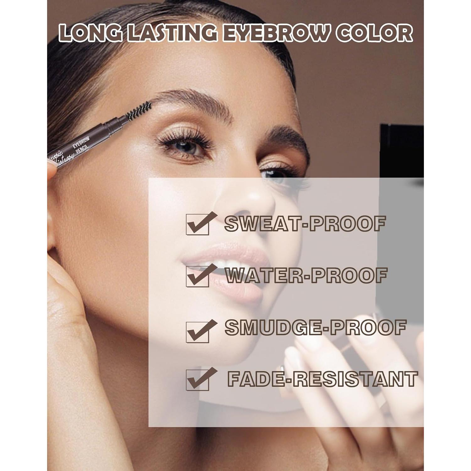 Set de 6 Lápices de Cejas Impermeables Marrón Medio con Afilador