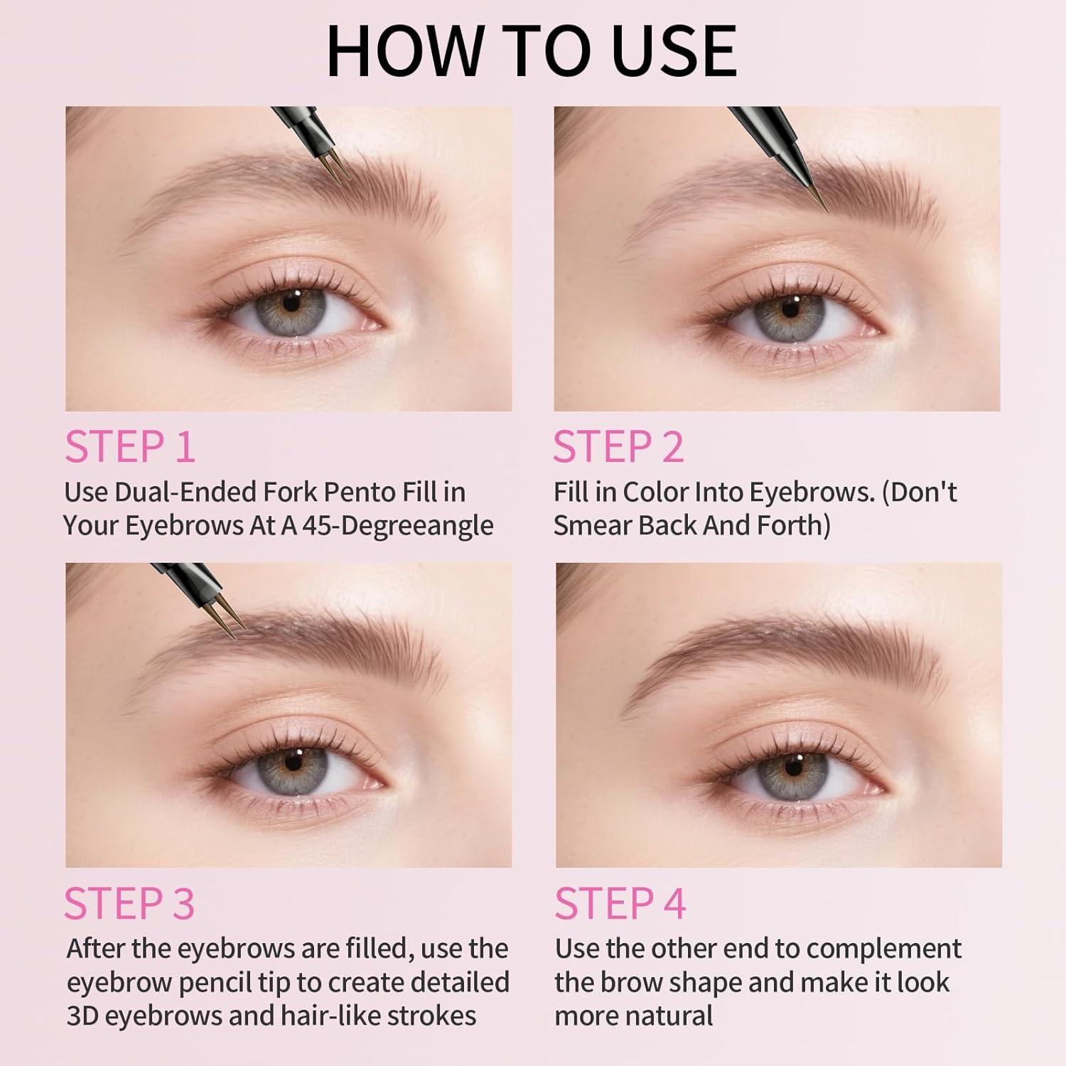 Lápiz de Cejas 2-en-1 W3W Marrón Impermeable Doble Punta