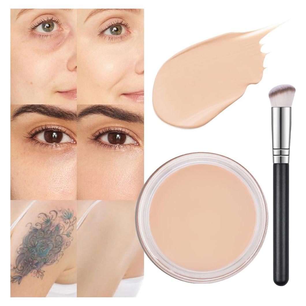 Corrector de Ojeras Kaely 02 Crema Clara con Brochas