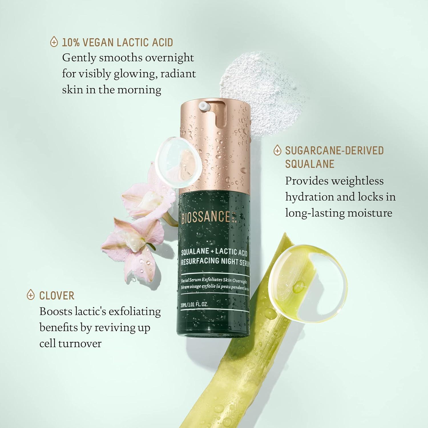 Suero Nocturno Renovador BIOSSANCE 10% Ácido Láctico 28g