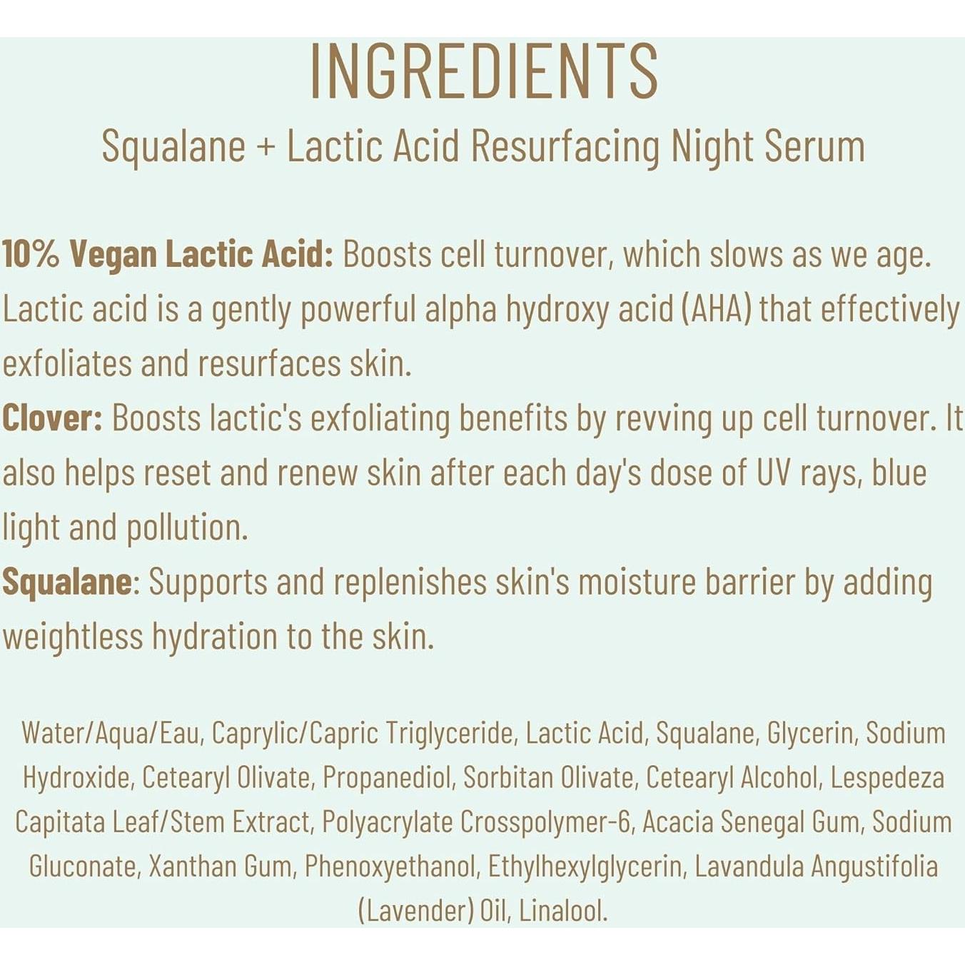 Suero Nocturno Renovador BIOSSANCE 10% Ácido Láctico 28g