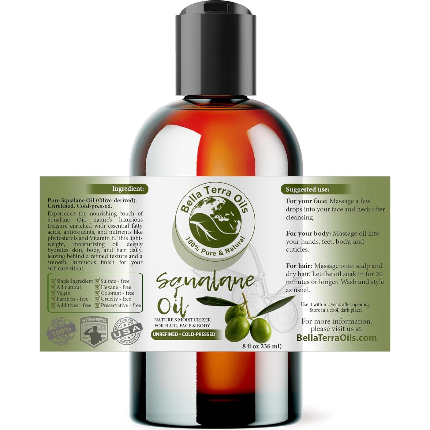 Aceite de Esqualano Orgánico Bella Terra 236.6 ml - Hidratante Piel