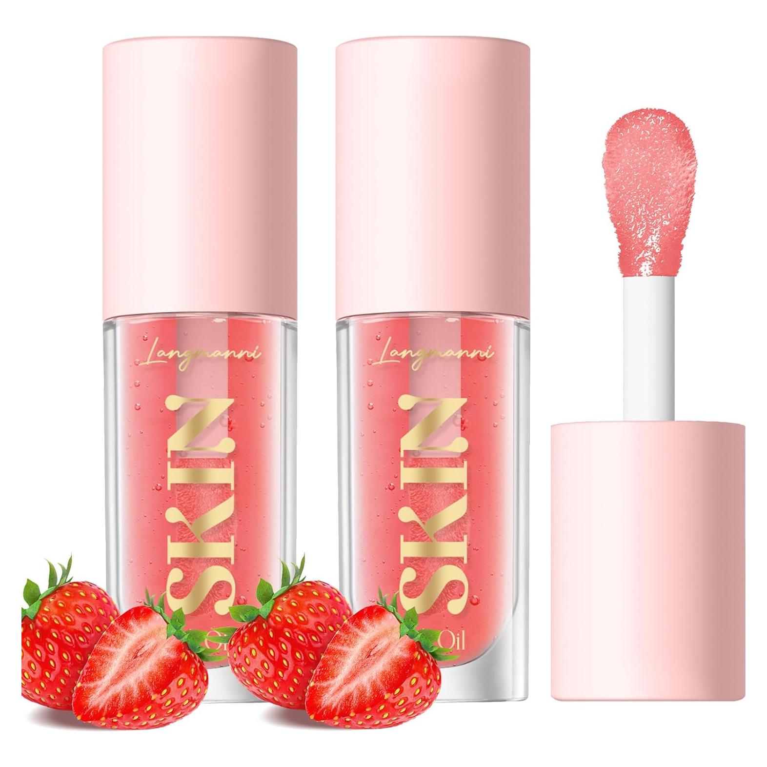 Aceite Hidratante para Labios LANGMANNI - 2 Piezas Sabor Fresa