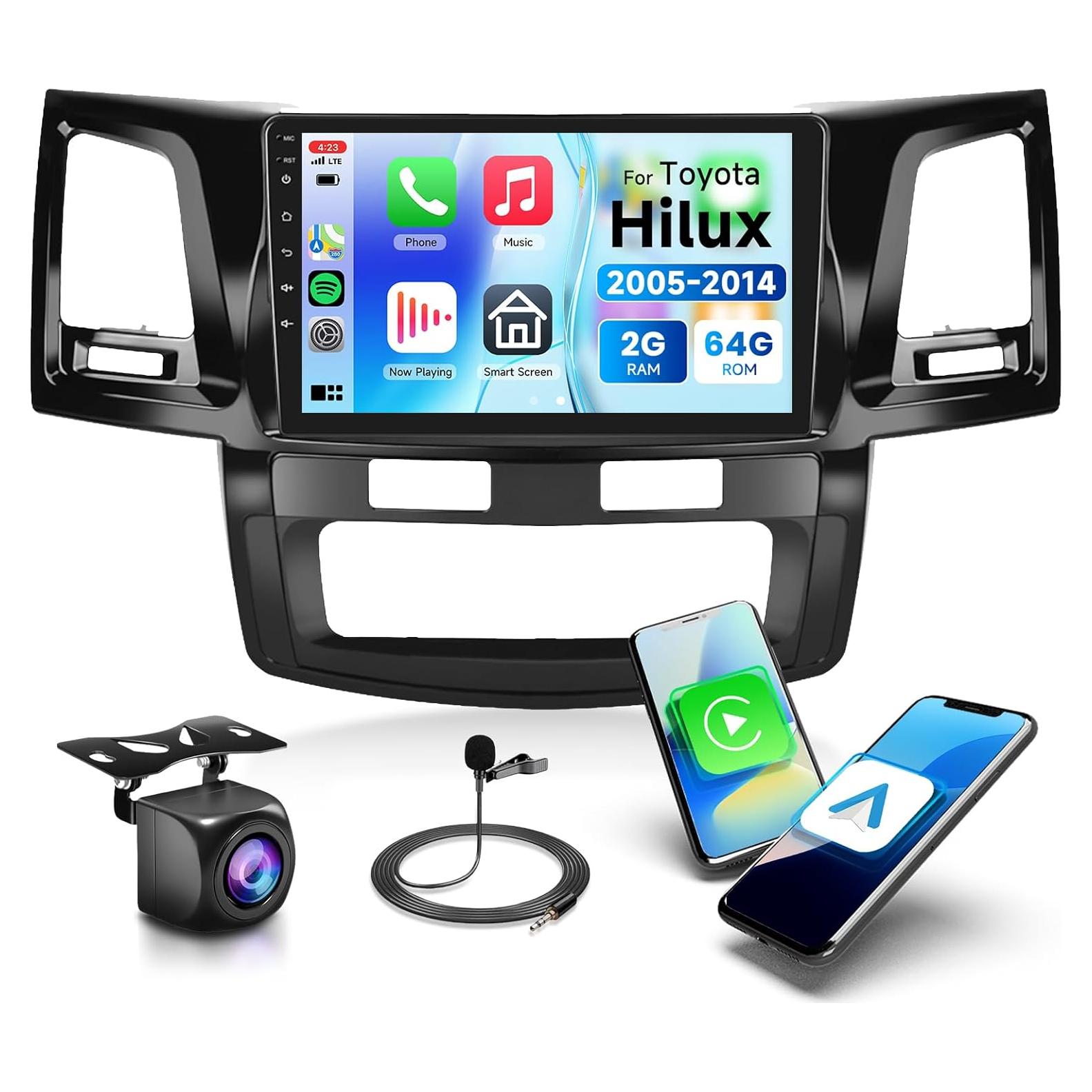 Estéreo Android 13 para Toyota Hilux 2005-2014, 9" HD, CarPlay