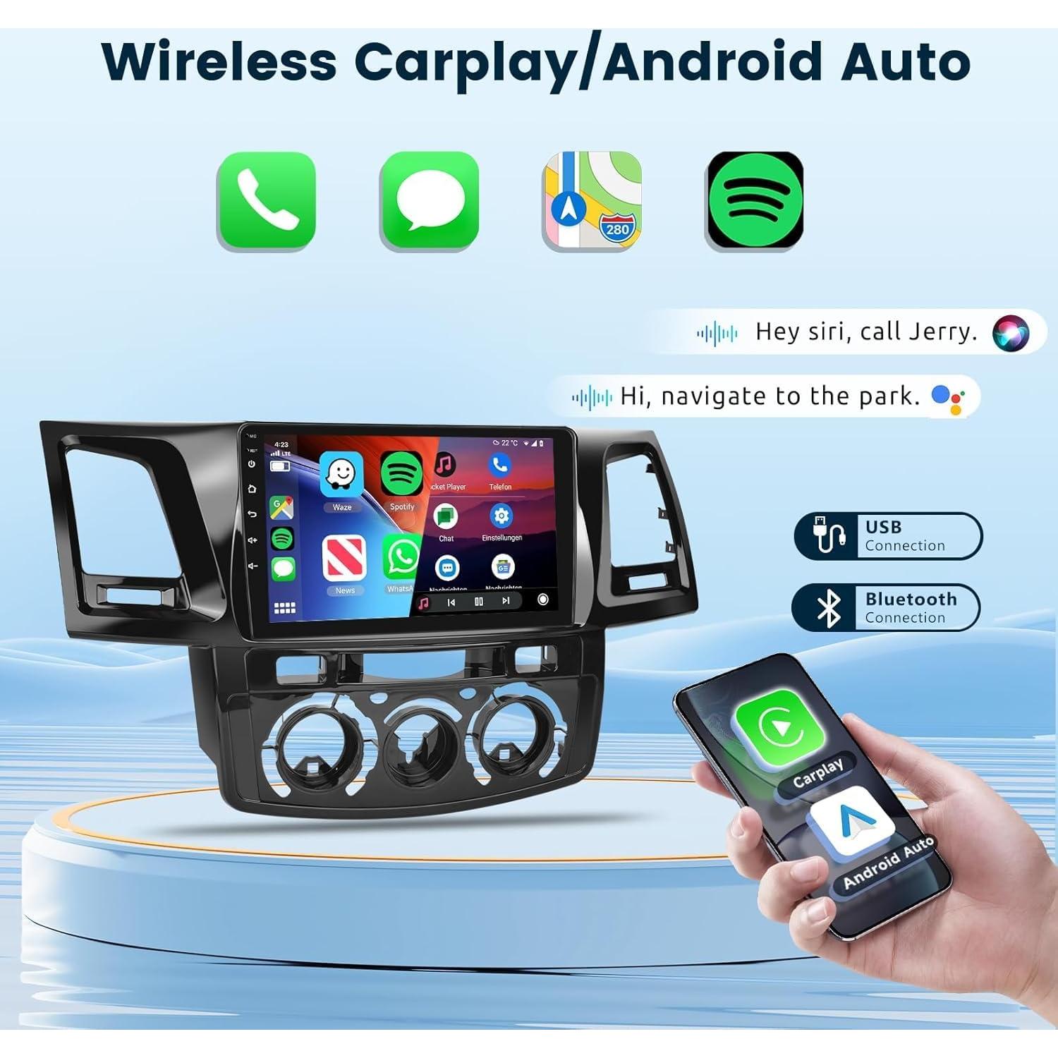 Estéreo Android 13 para Toyota Hilux 2005-2014, 9" HD, CarPlay
