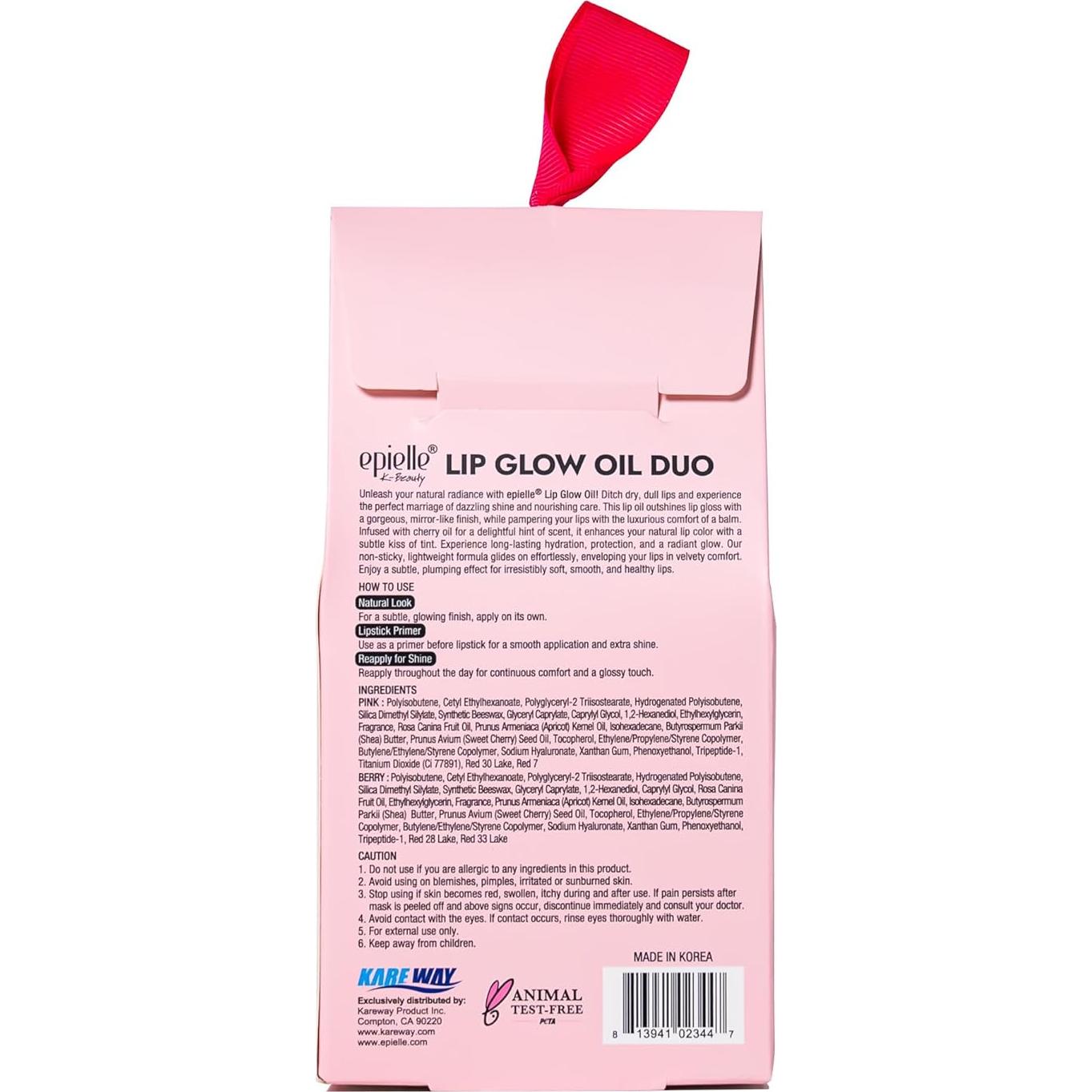 Epielle Aceite Brillo Labial Dúo 2 x 6.3 ml - Berry & Pink