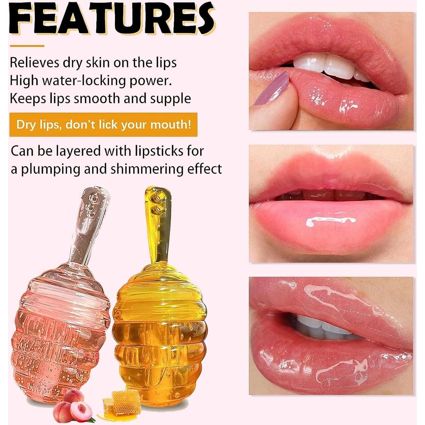 Juego de Aceite Labial Hidratante Rosarden - 2 Piezas Miel