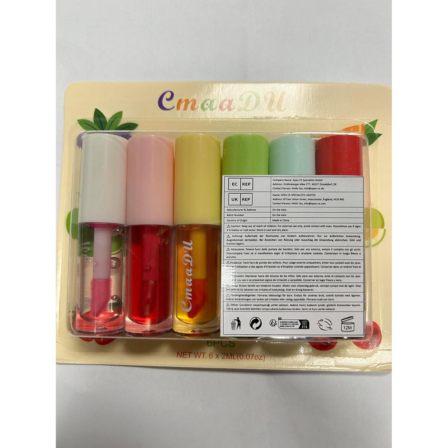 Juego de 6 Aceites Hidratantes para Labios YIBABY - Brillo Frutal