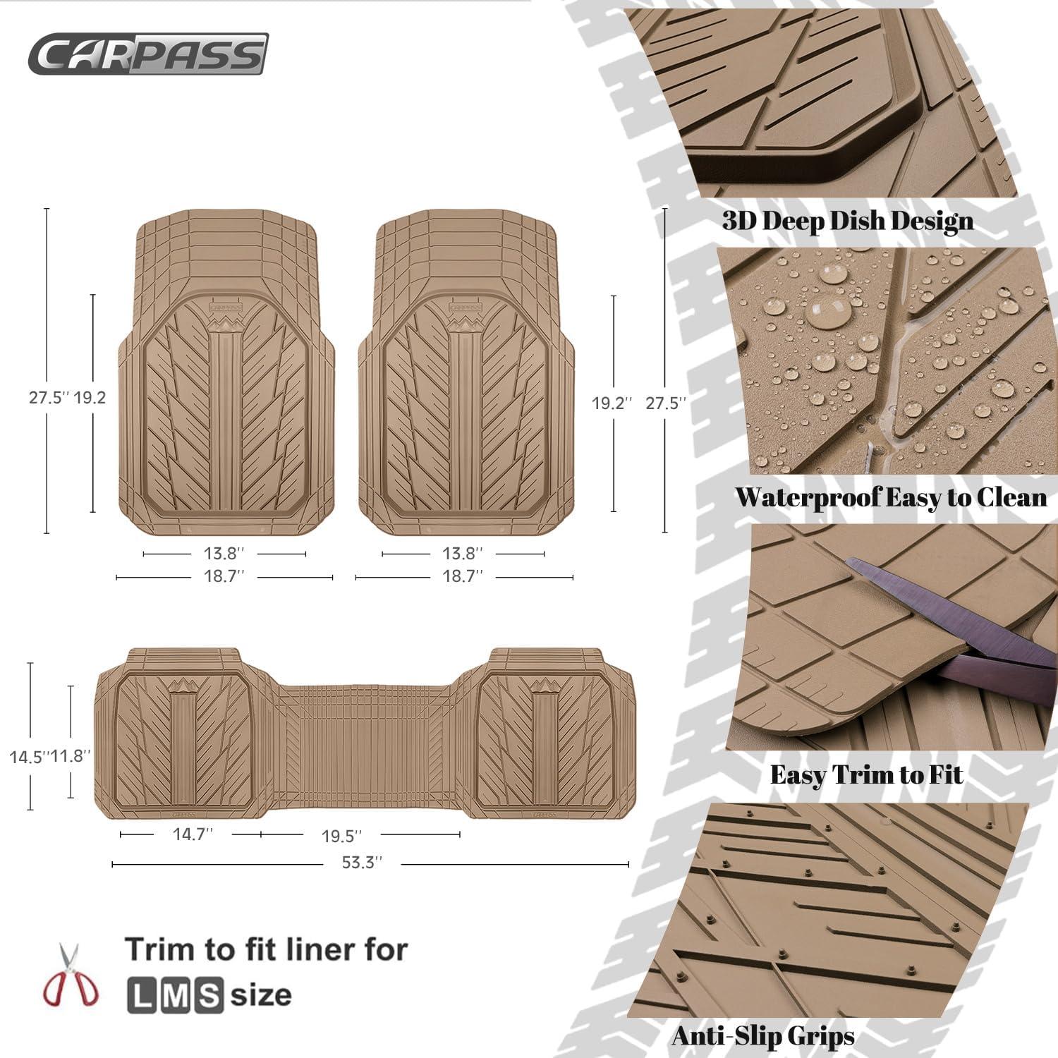 Mats de Suelo de Goma CAR PASS Beige Universales Recortables