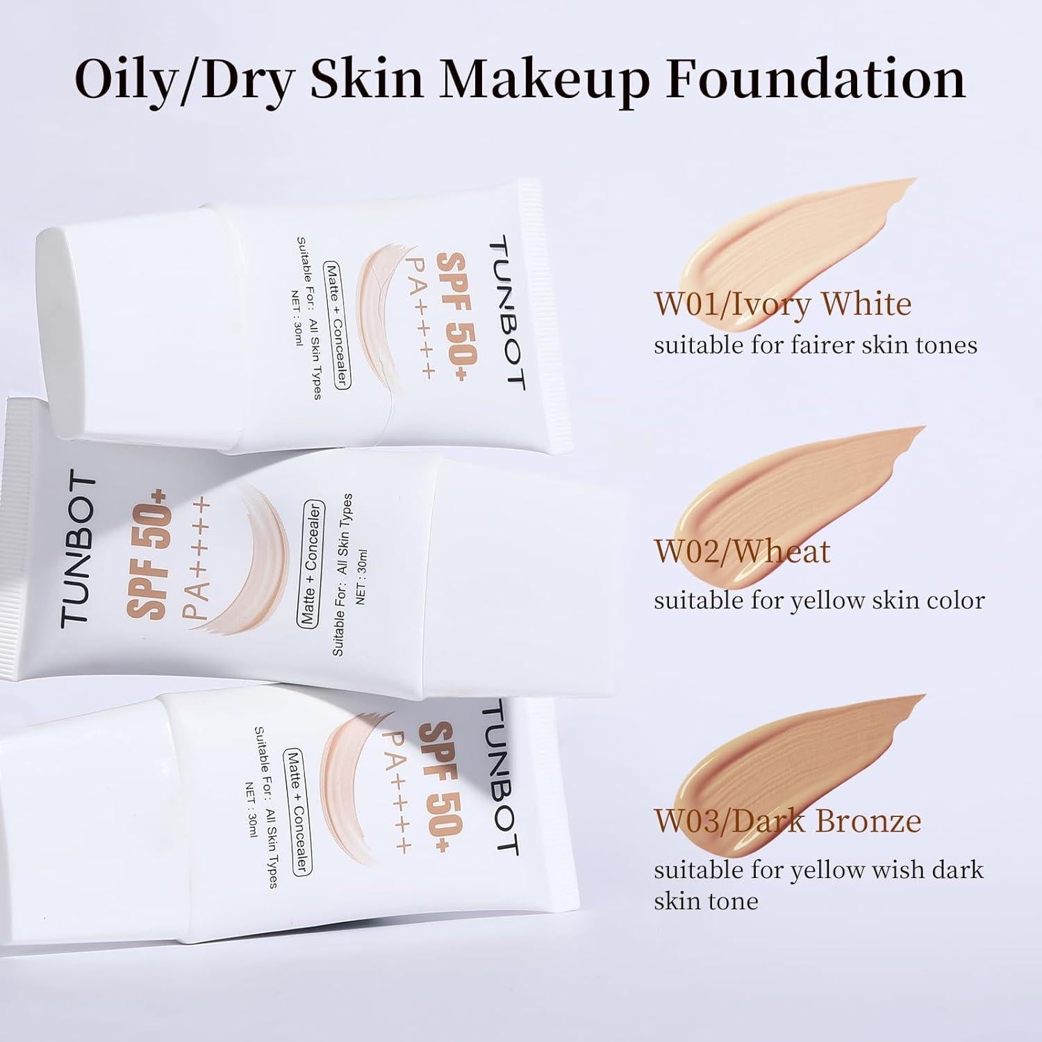 Base Correctora Tunbot SPF 50 30ml - Maquillaje Sin Fragancia