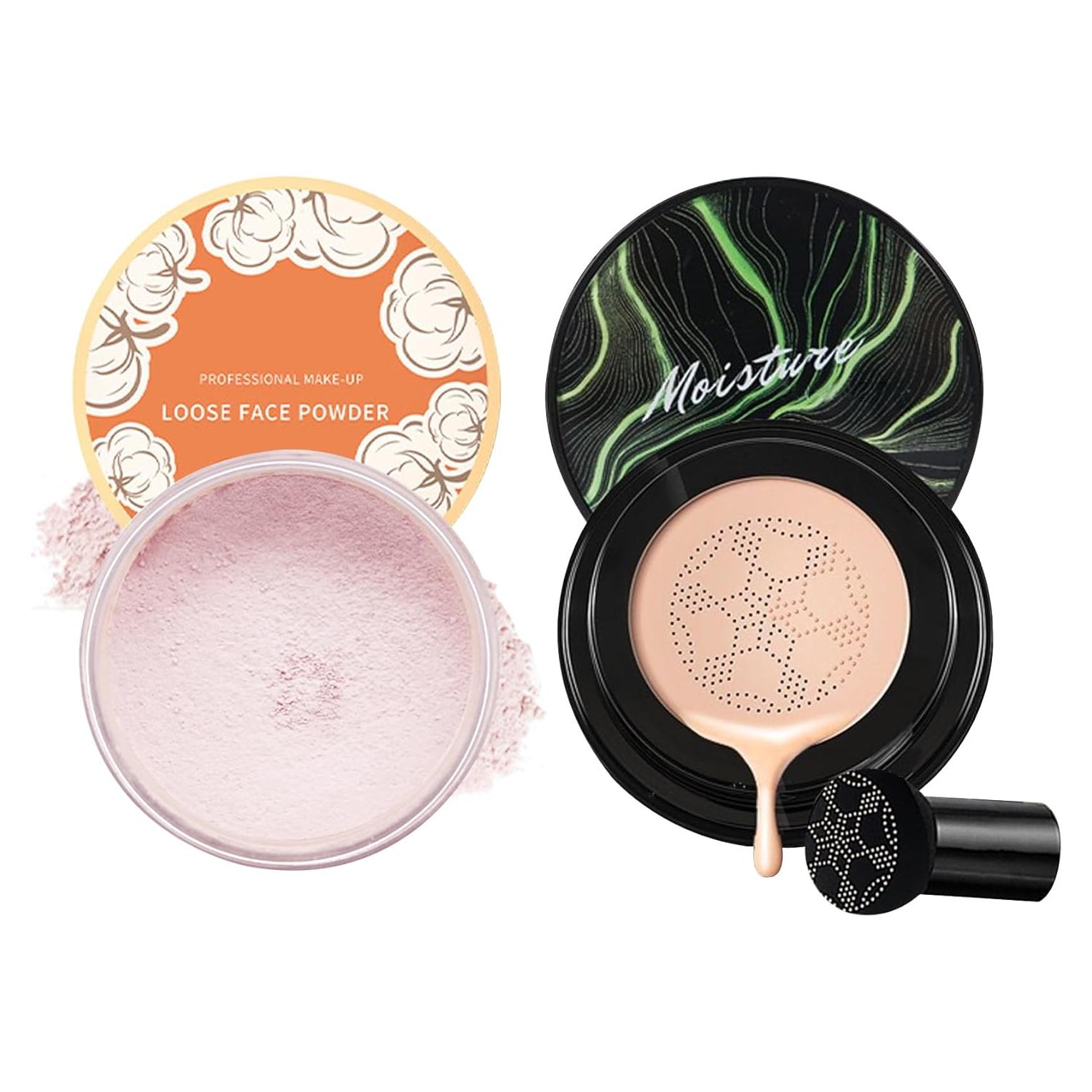 Set de Maquillaje CAHIUYOA: Crema CC y Polvo Suelto Rosa
