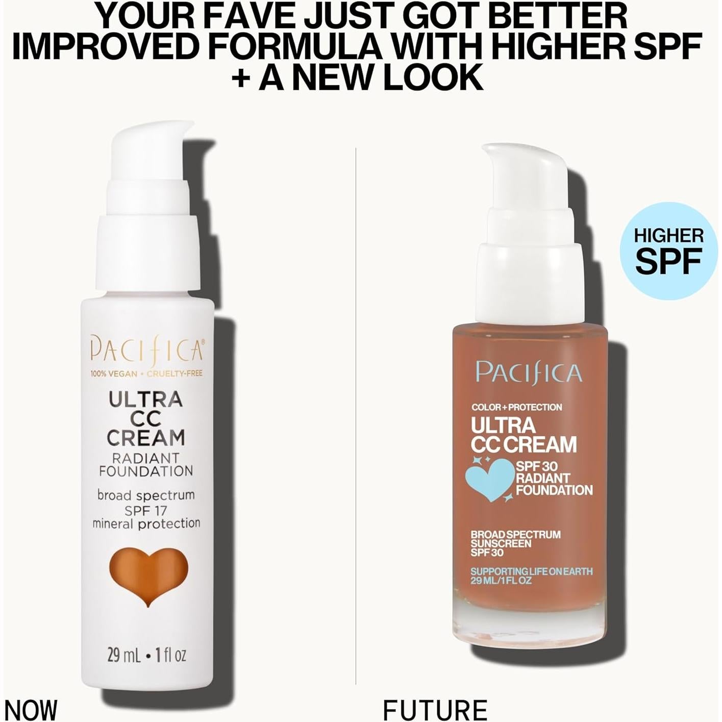 Crema CC Ultra Radiant Foundation Pacifica - Bronceado Cálido, SPF 17, 28.35 g