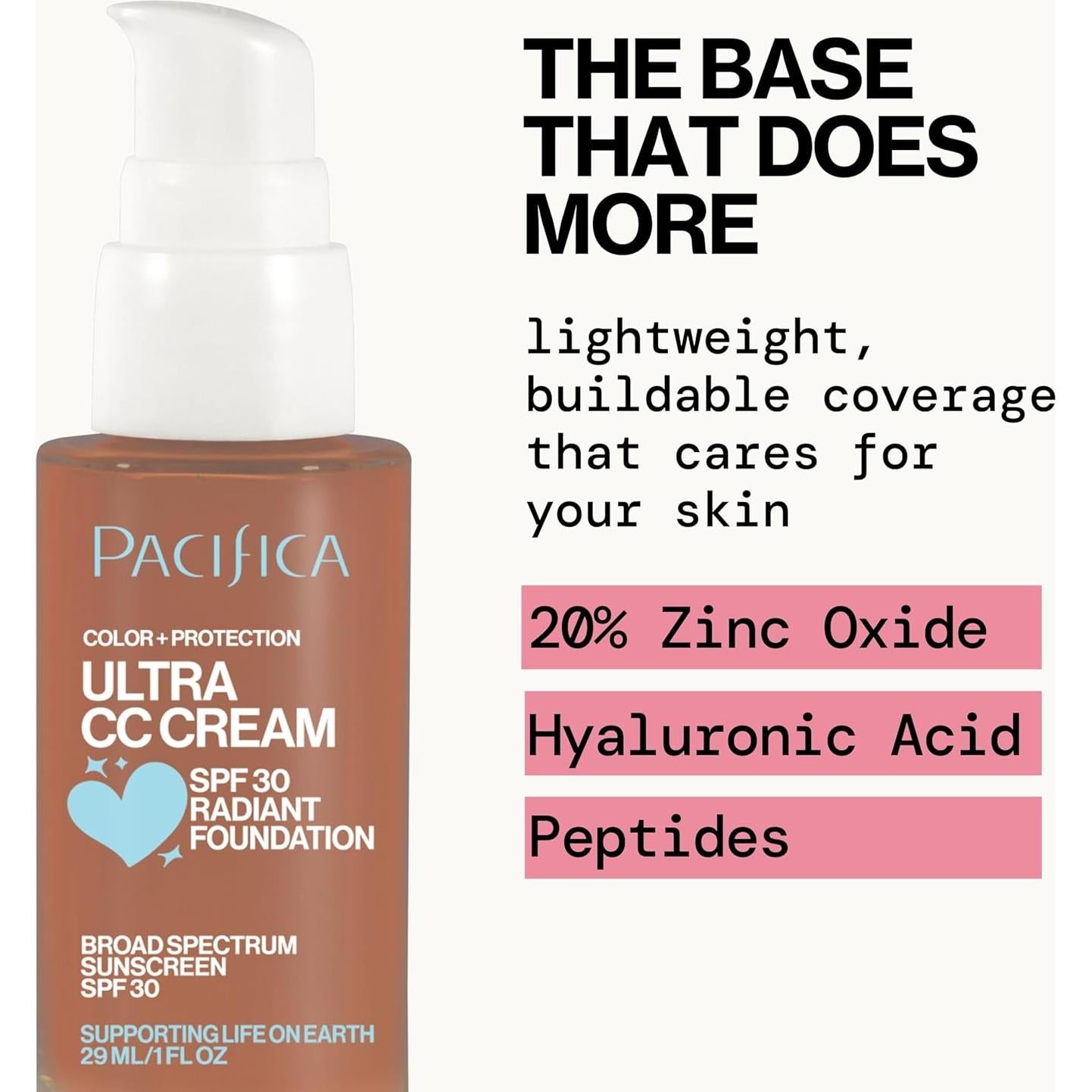 Crema CC Ultra Radiant Foundation Pacifica - Bronceado Cálido, SPF 17, 28.35 g