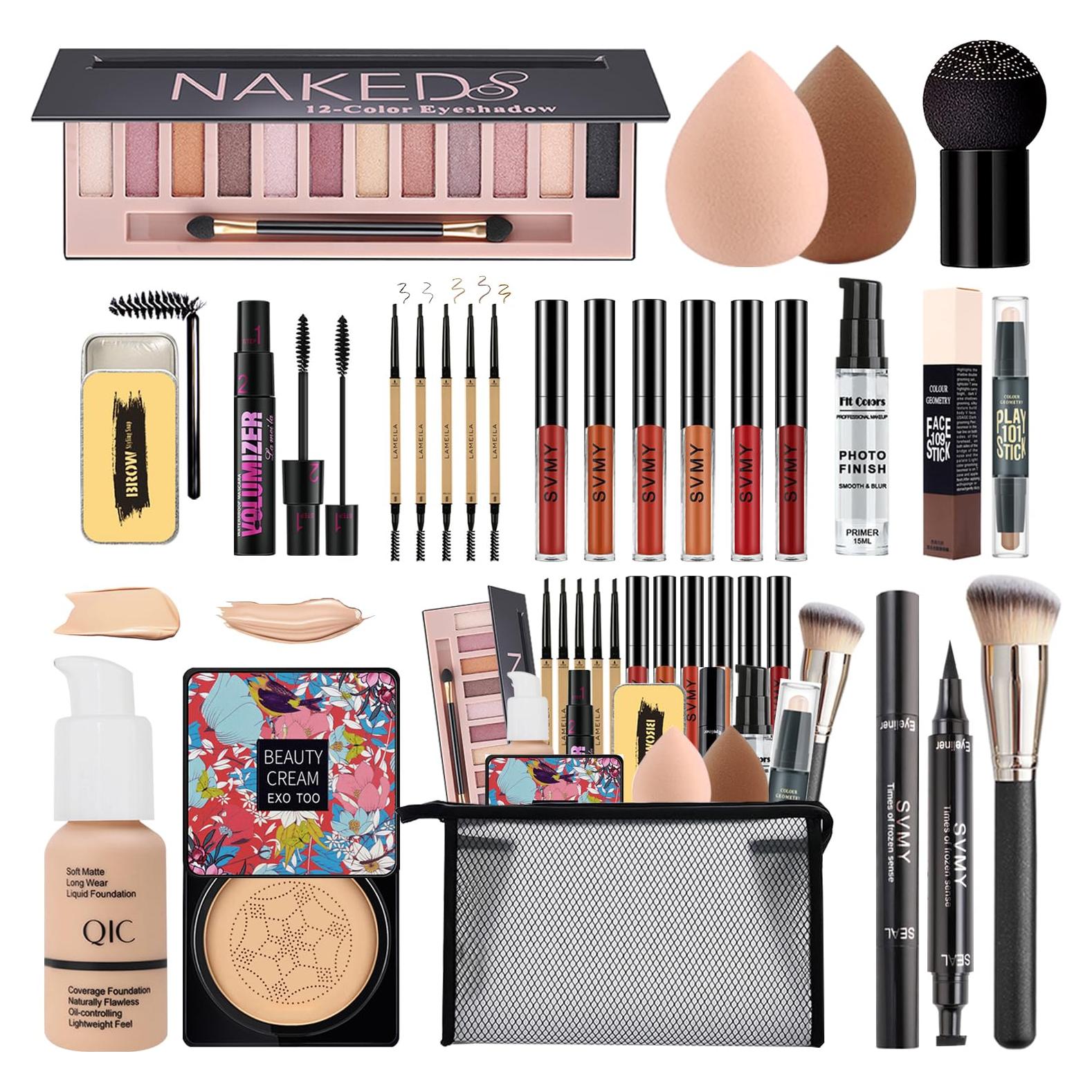 Kit de Maquillaje Completo NUIBO - 12 Sombras, Base, Labiales