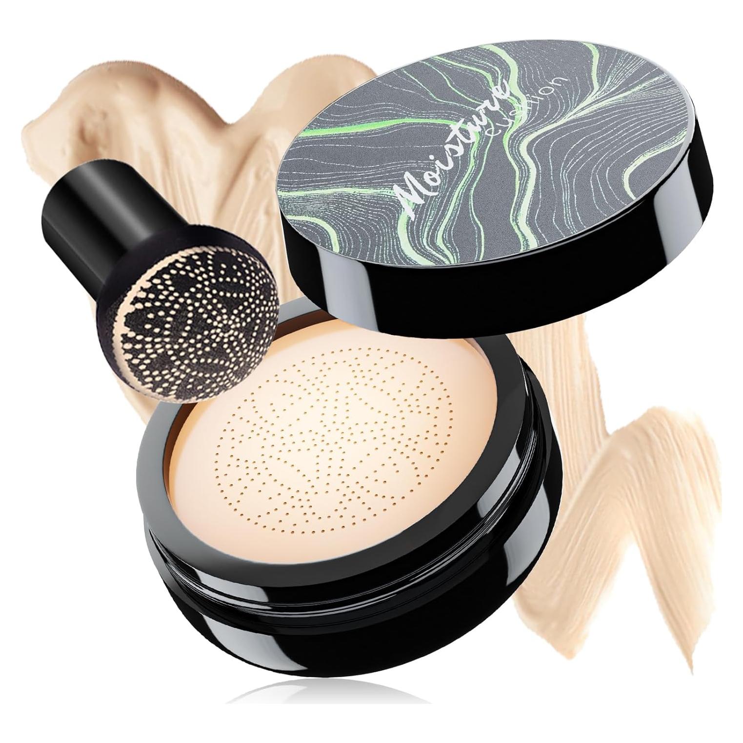 Mushroom Head Air Cushion CC Cream - Oil Control & Moisturizing Concealer Makeup Base, Brighten Long - Lasting Even Color Correcting Concealer Full Coverage for All Skin Types (Ivory)