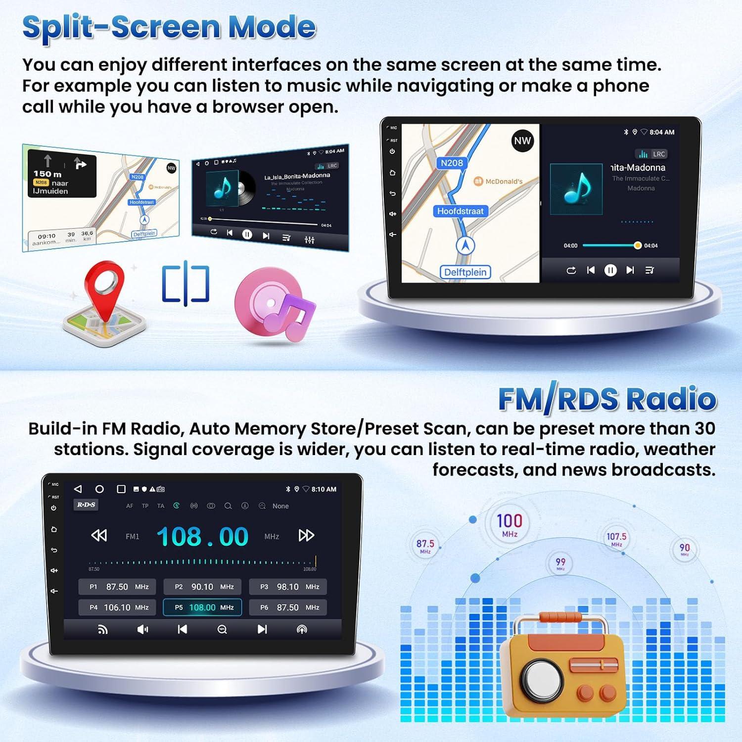 Estéreo Android 9" Fuluku para Toyota Corolla EX 2005-2012