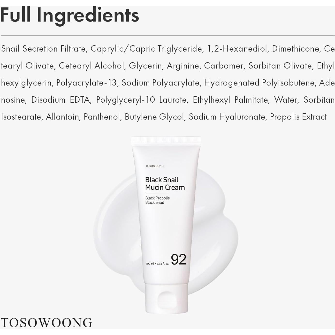 Crema Facial Tosowoong de Mucina de Caracol Negra 100ml