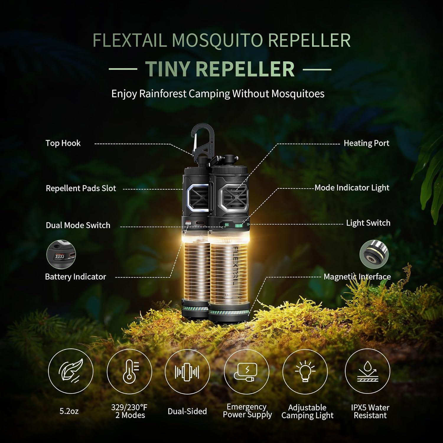 Repelente de Mosquitos Recargable FLEXTAIL OR13 Negro 9.14m