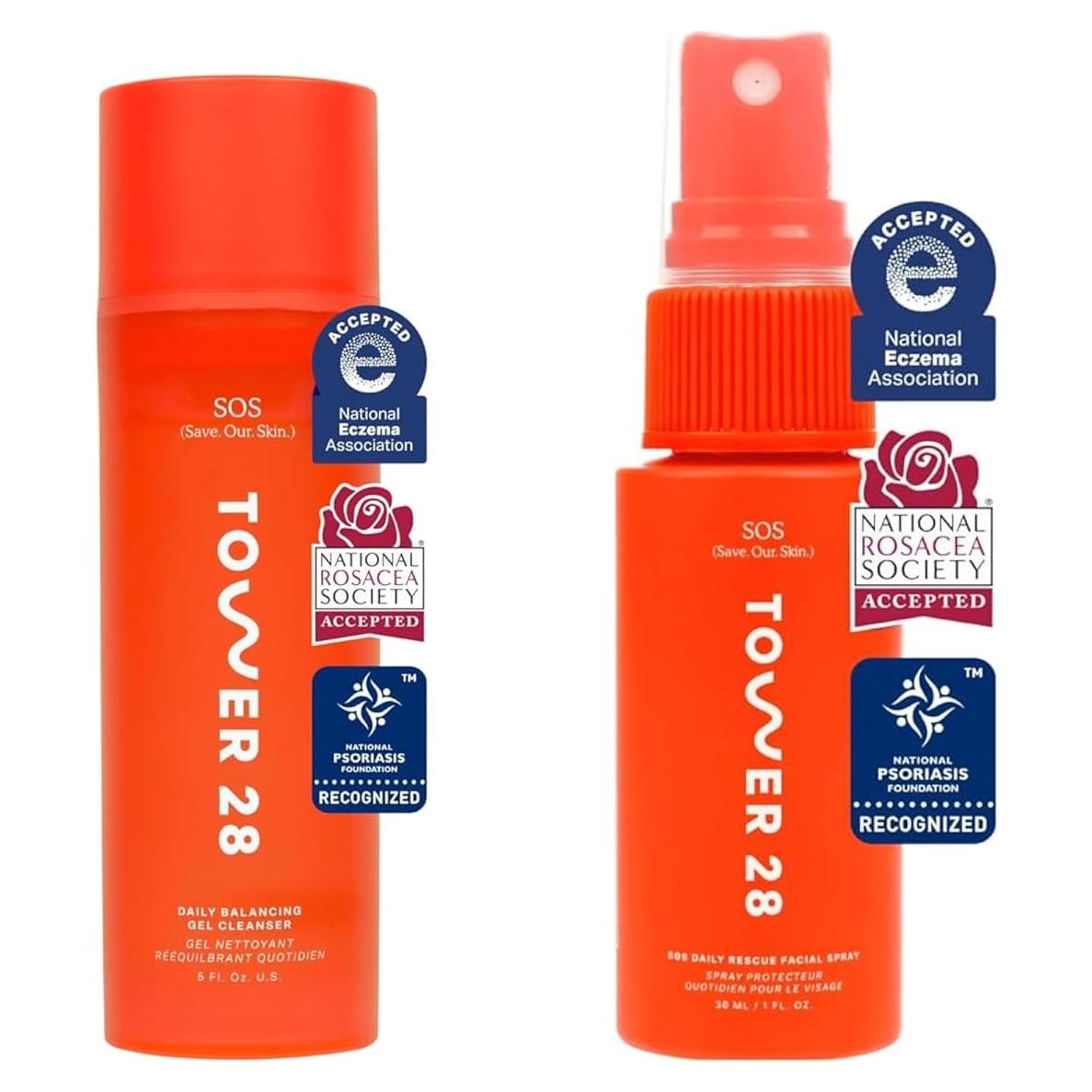 Tower 28 Spray Facial SOS 29.57 ML y Limpiador 150 ML Piel Sensible