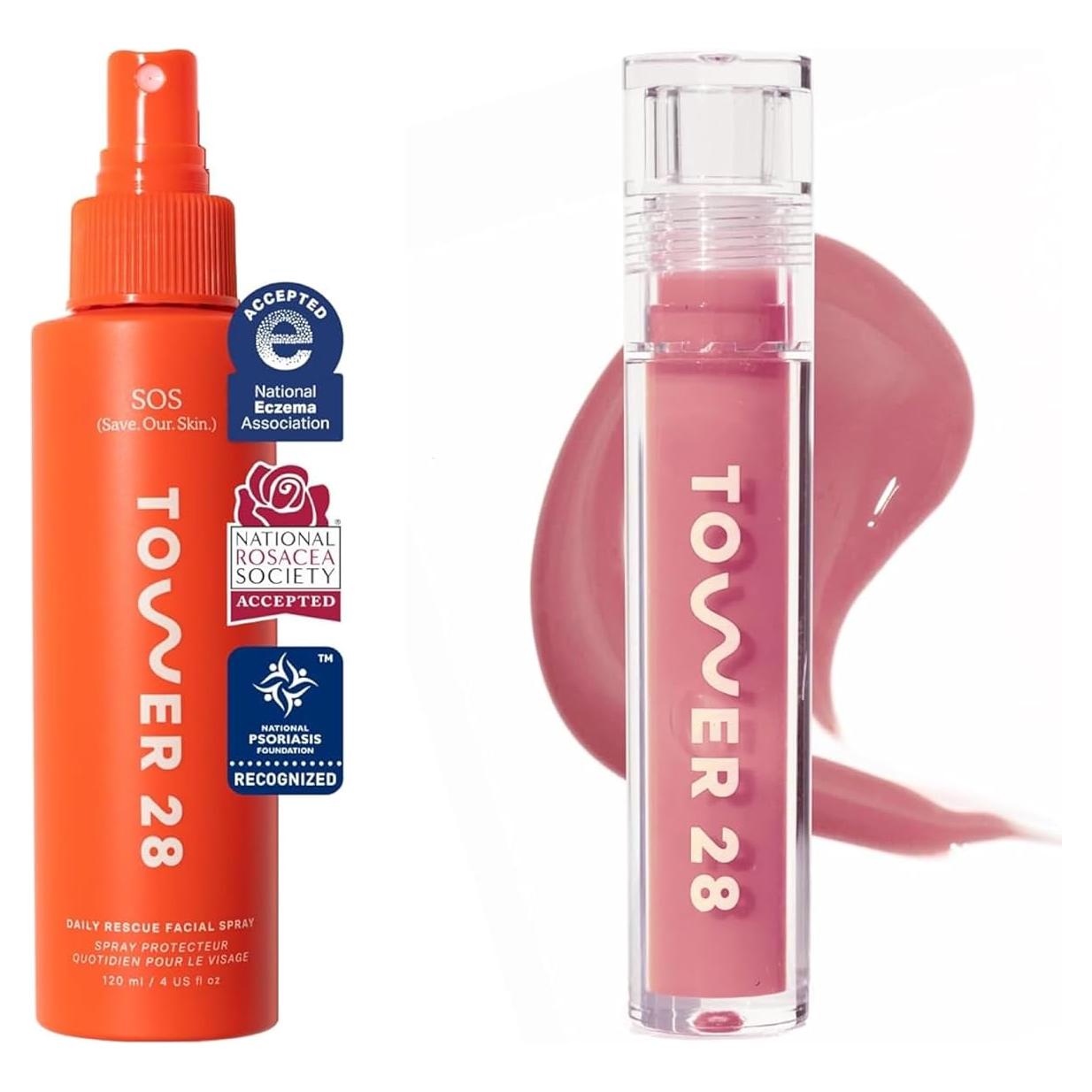 Spray Facial SOS Tower 28 118 ML + Brillo Labios PISTACHIO