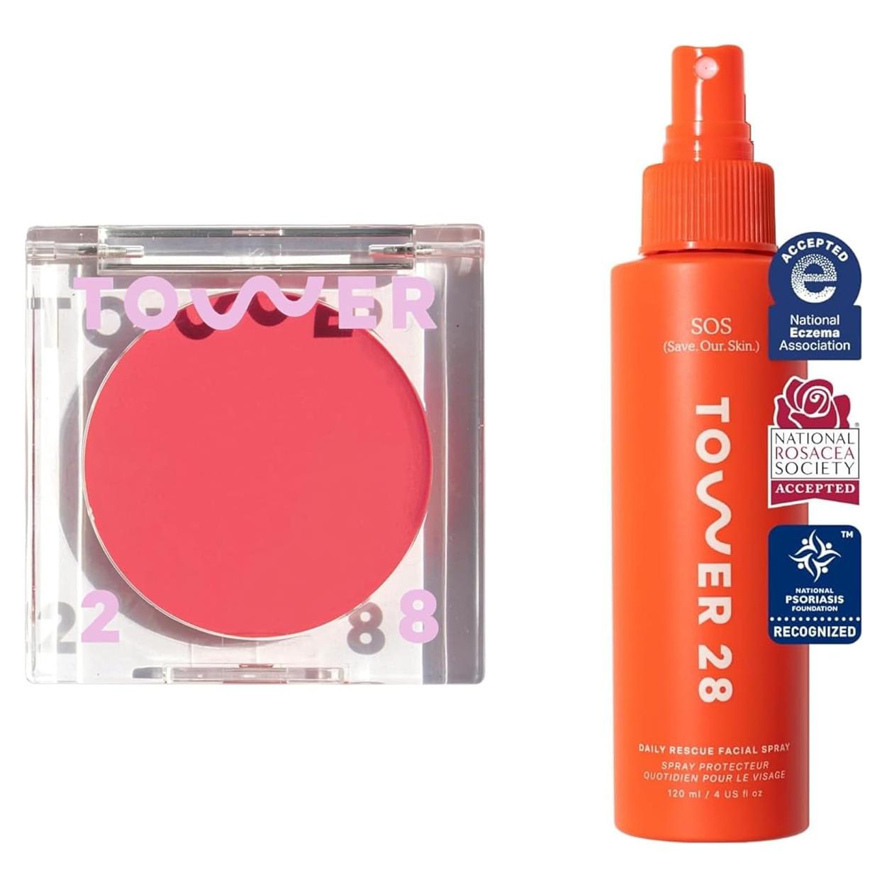 Kit de Cuidado Facial Tower 28: Rubor HORA FELIZ + Spray SOS