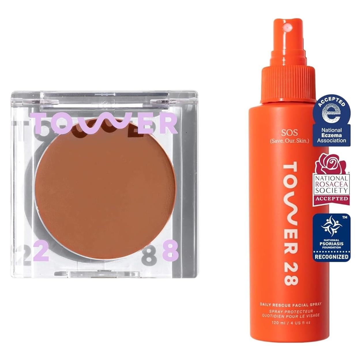 Bronceador en Crema Tower 28 + Spray Facial SOS 118 ml