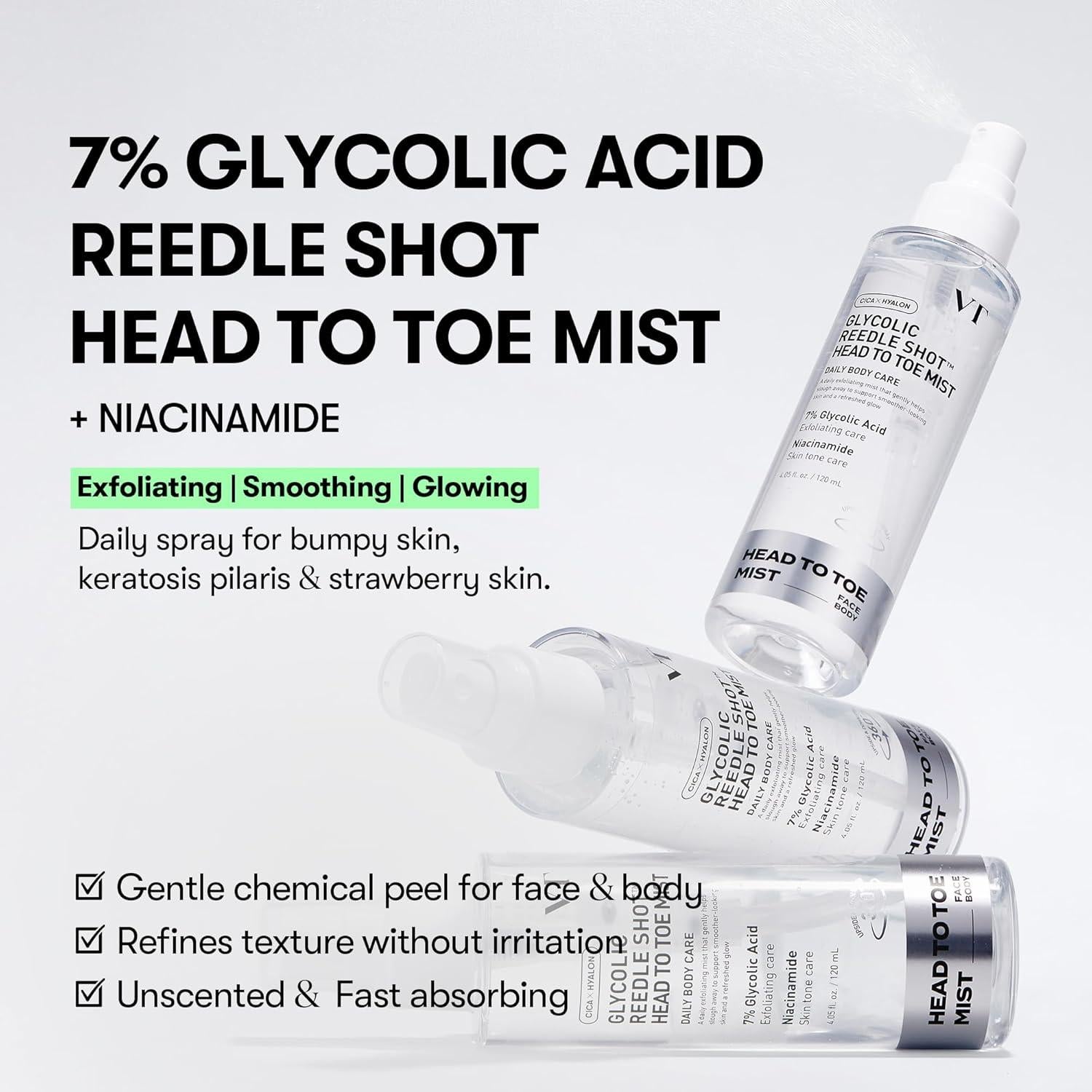 Spray Exfoliante VT COSMETICS 7% Ácido Glicólico 120 ml