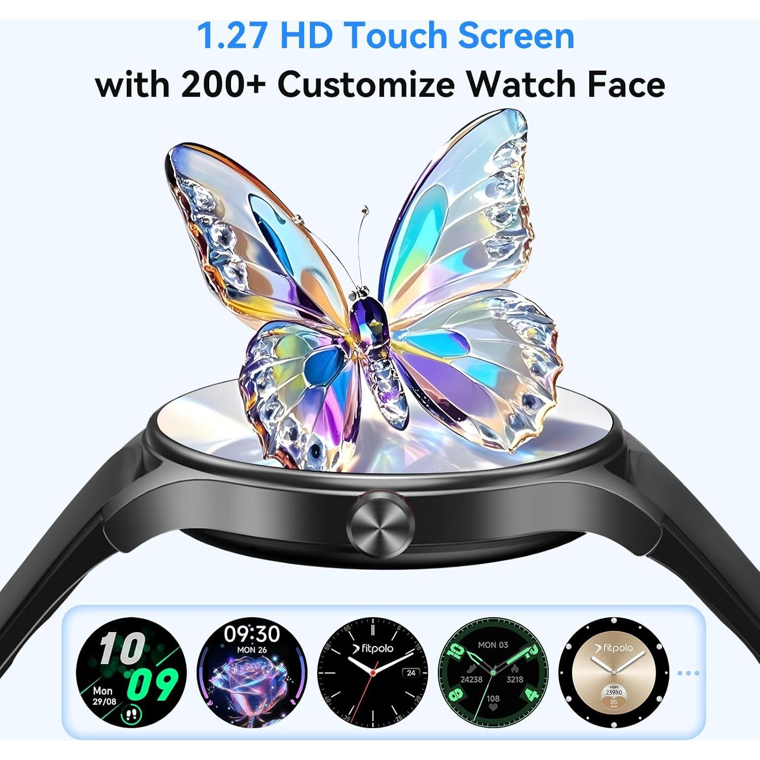 Reloj Inteligente Fitpolo Negro 1.27" Fitness Bluetooth IP68